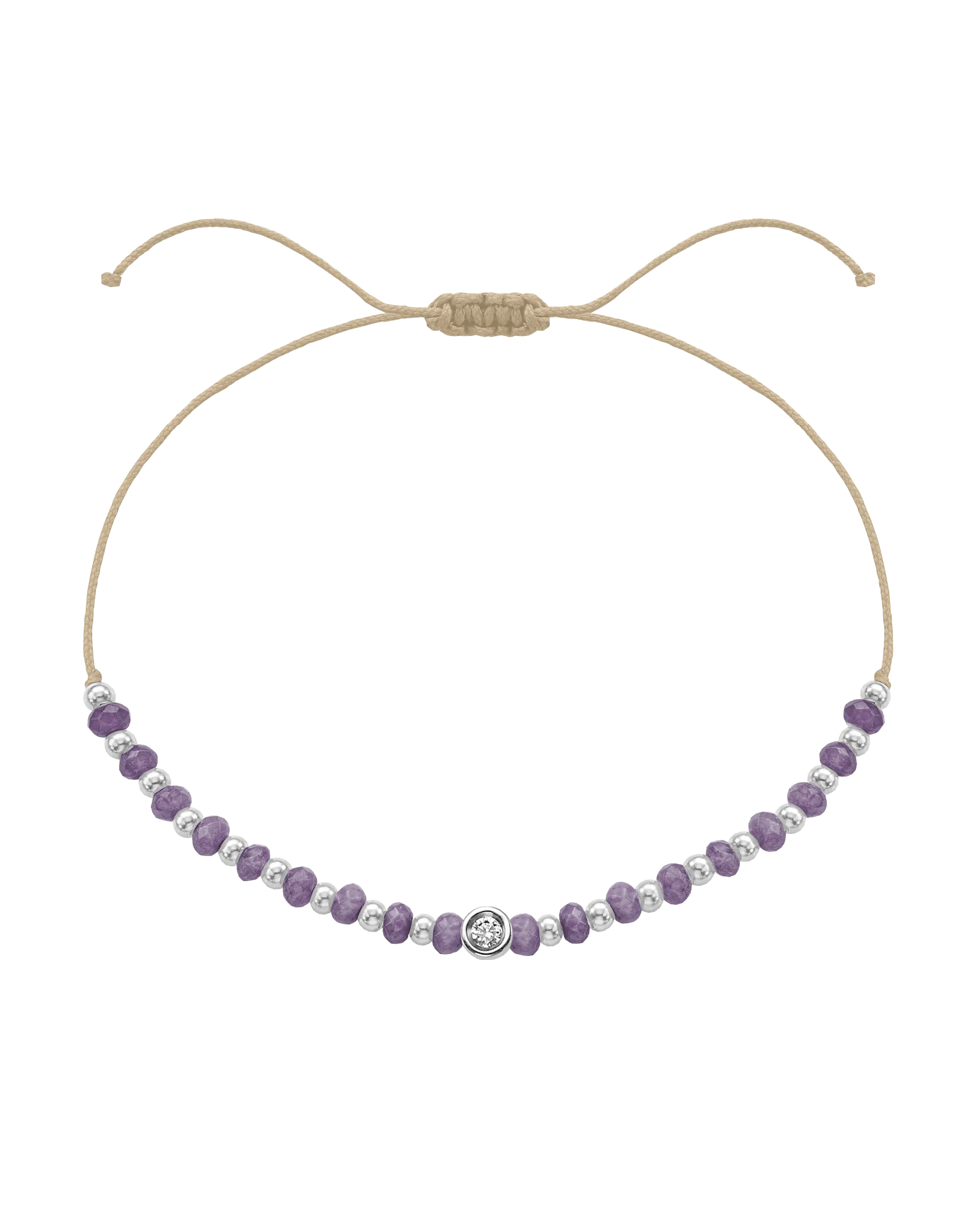 Amethyst Gemstone String of Love Bracelet for Tranquility - 14K White Gold