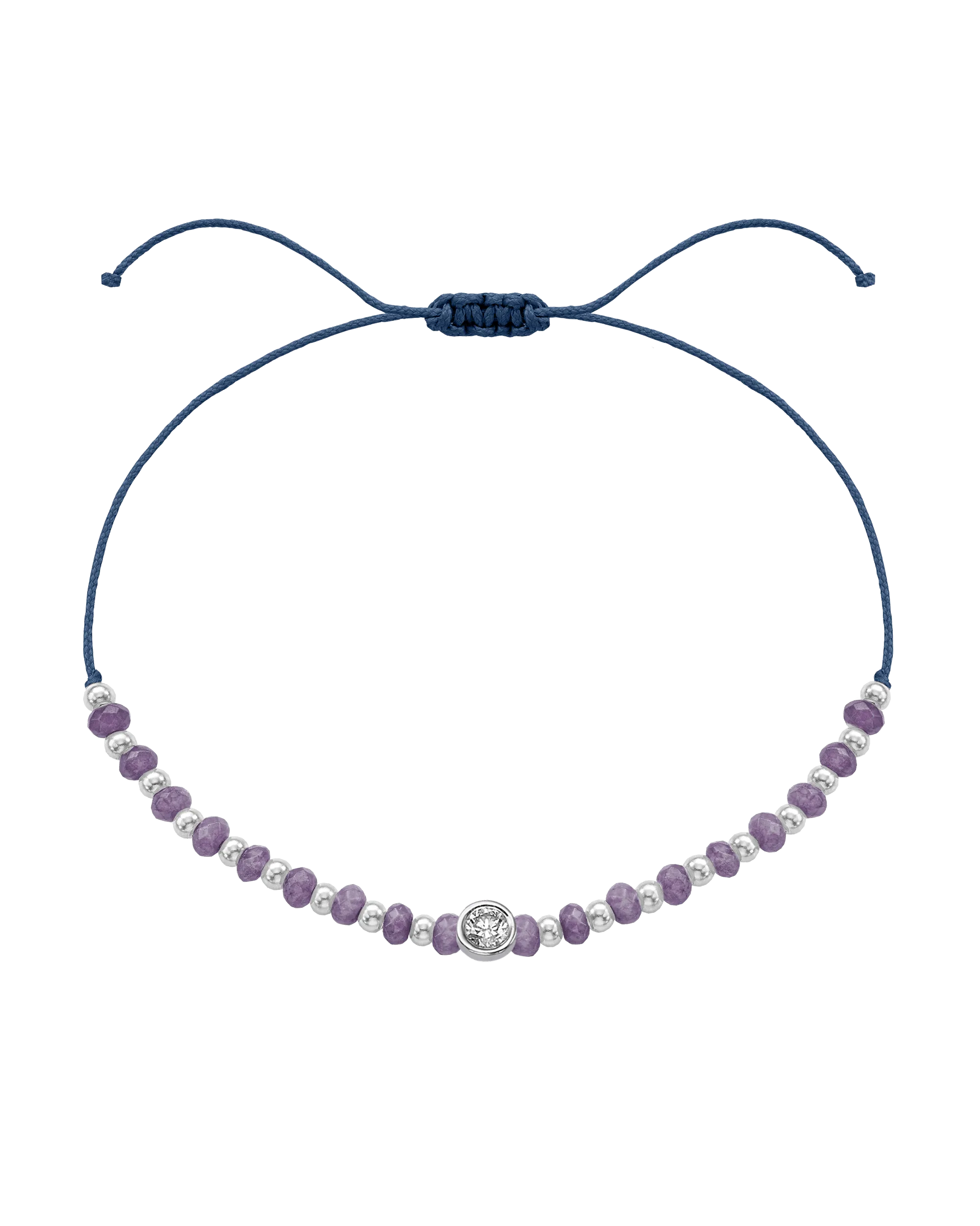 Amethyst Gemstone String of Love Bracelet for Tranquility - 14K White Gold