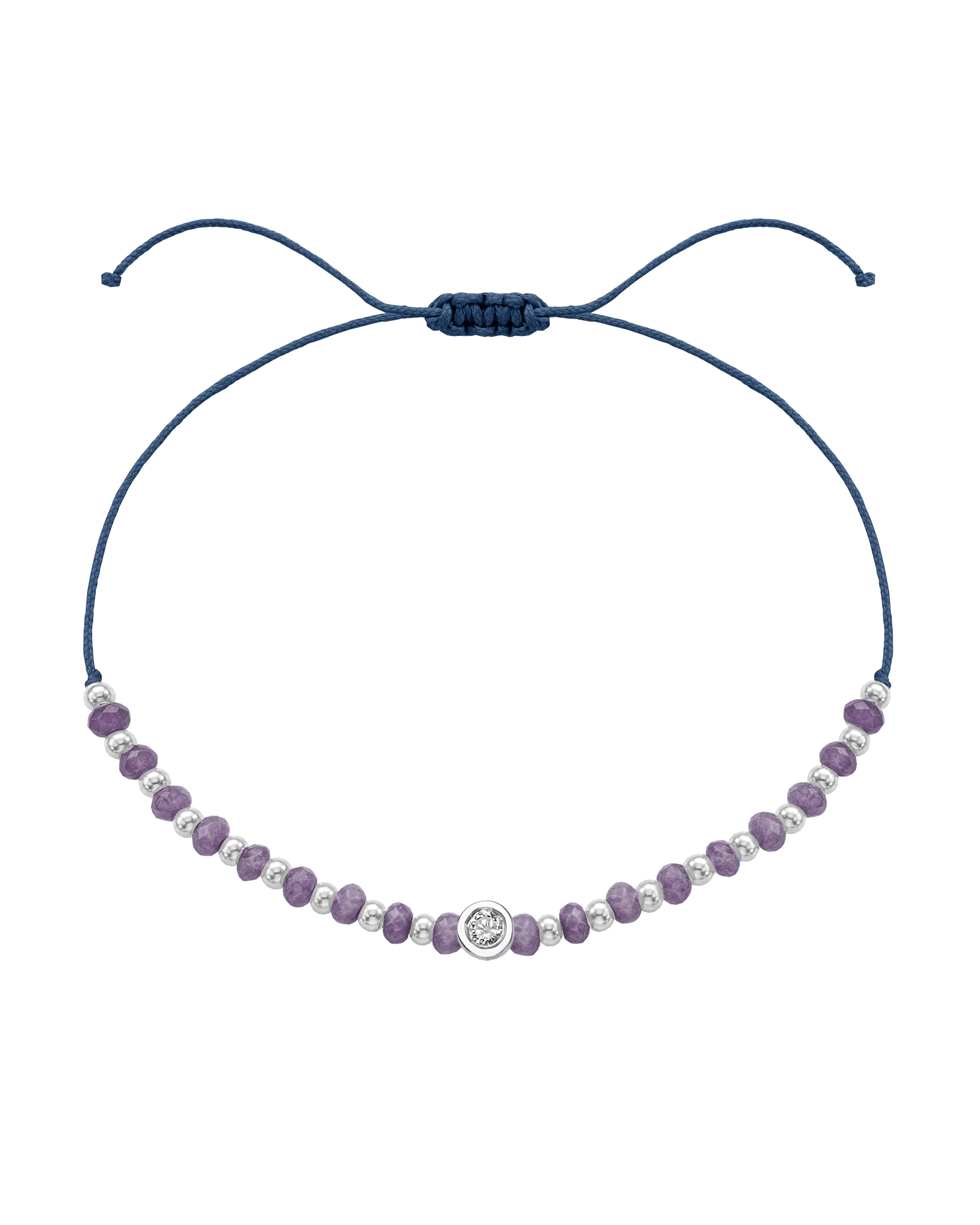 Amethyst Gemstone String of Love Bracelet for Tranquility - 14K White Gold
