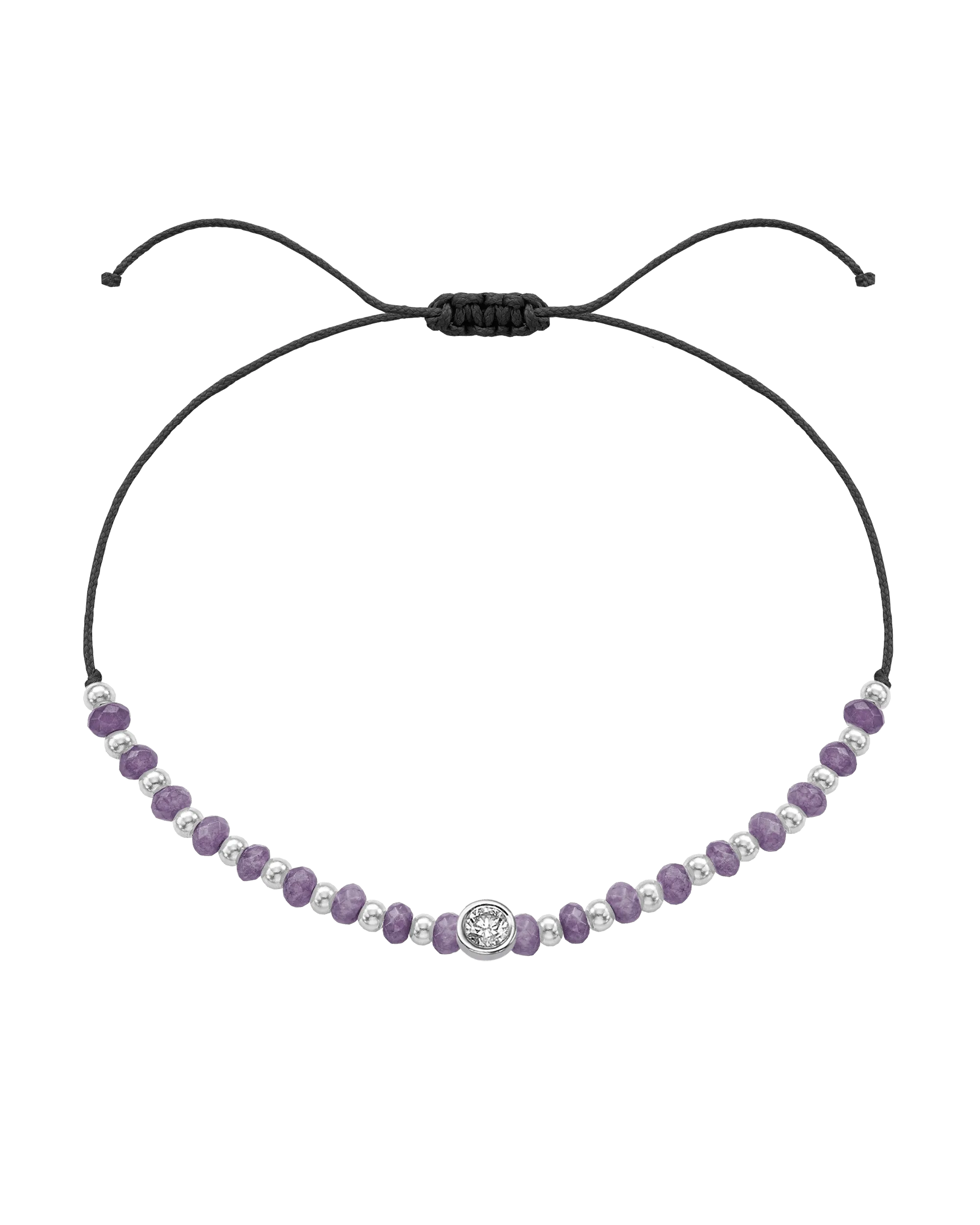 Amethyst Gemstone String of Love Bracelet for Tranquility - 14K White Gold