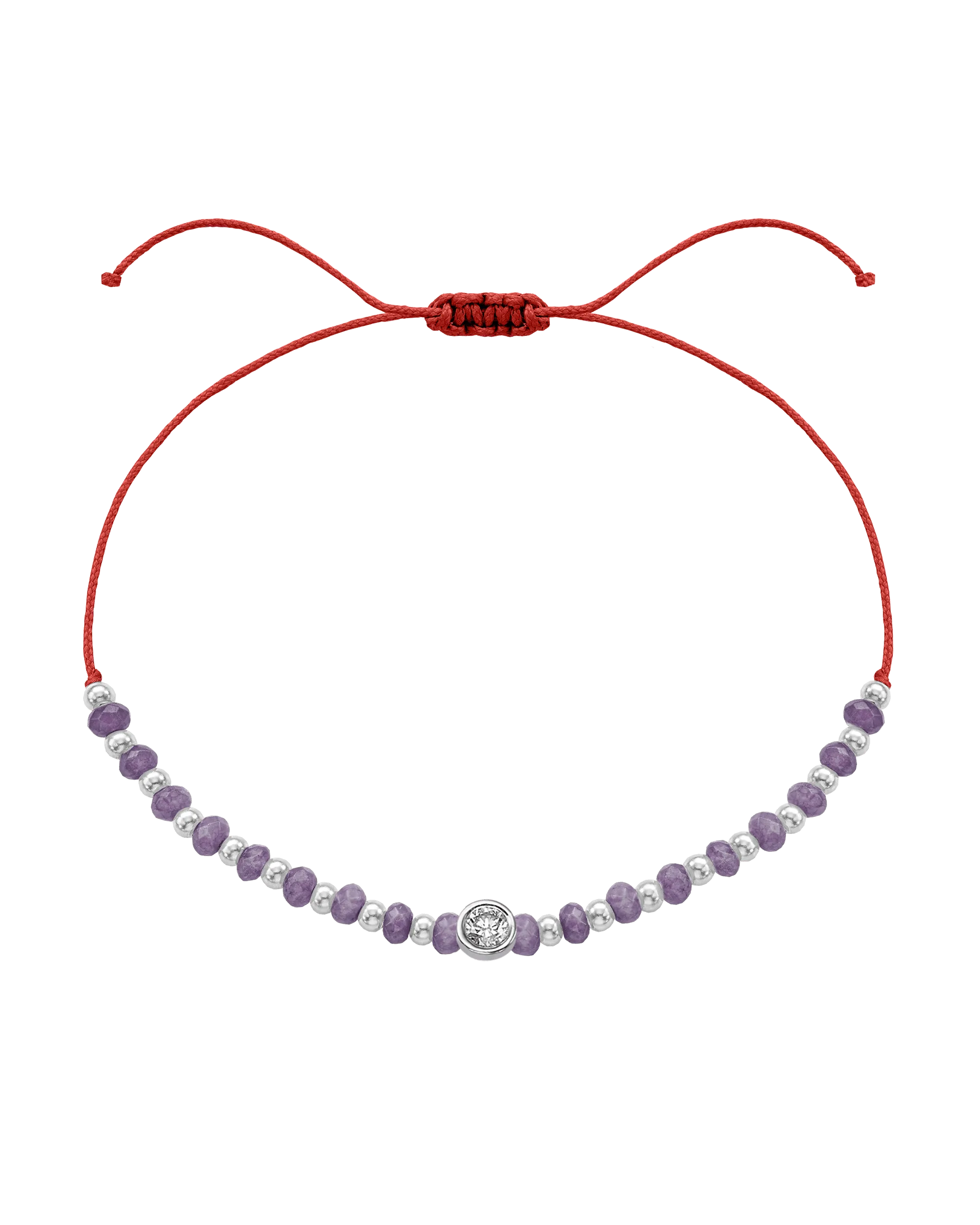 Amethyst Gemstone String of Love Bracelet for Tranquility - 14K White Gold
