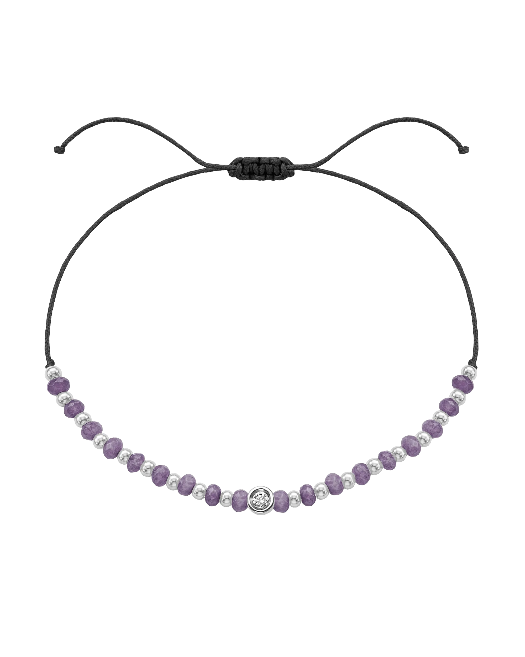 Amethyst Gemstone String of Love Bracelet for Tranquility - 14K White Gold