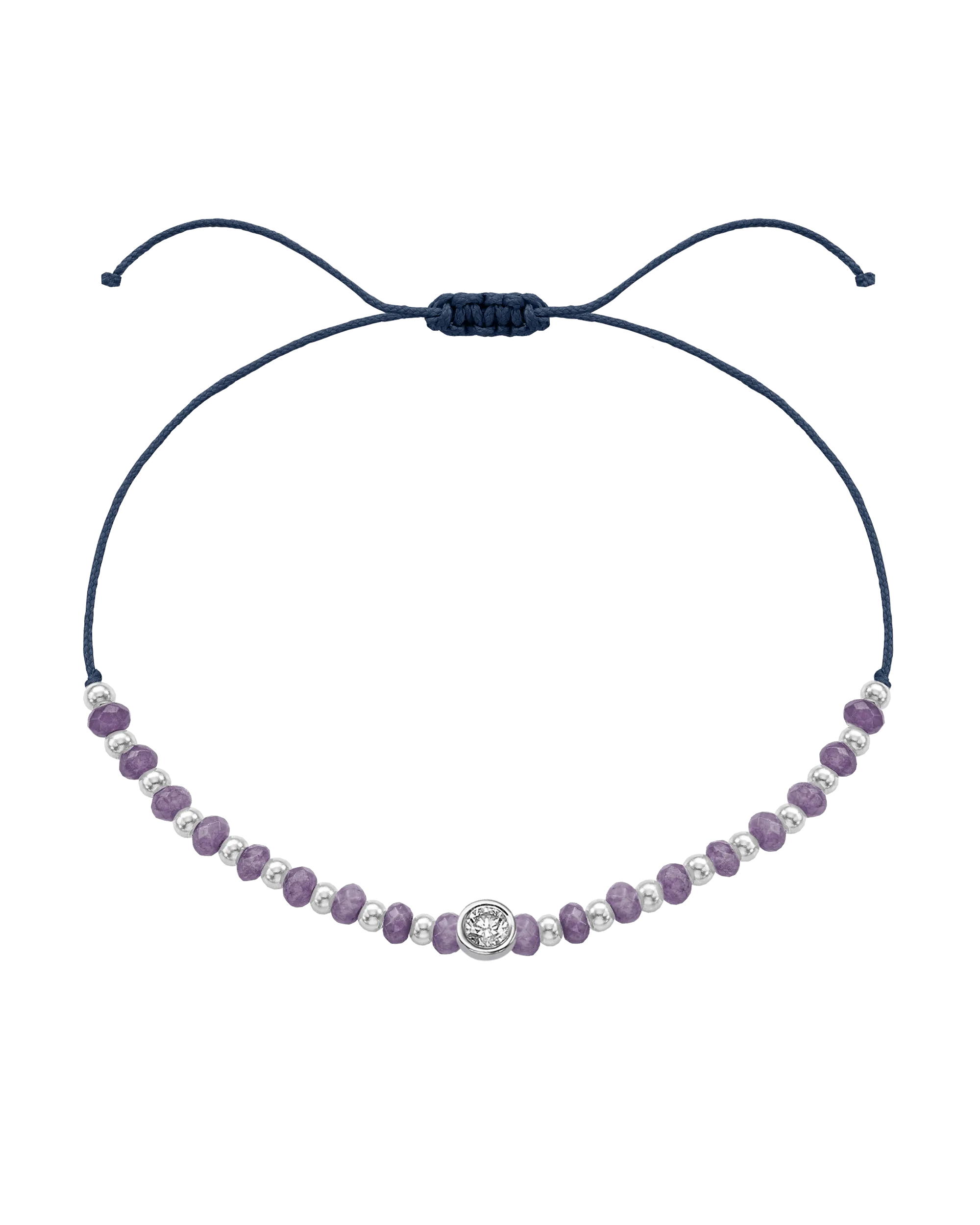 Amethyst Gemstone String of Love Bracelet for Tranquility - 14K White Gold