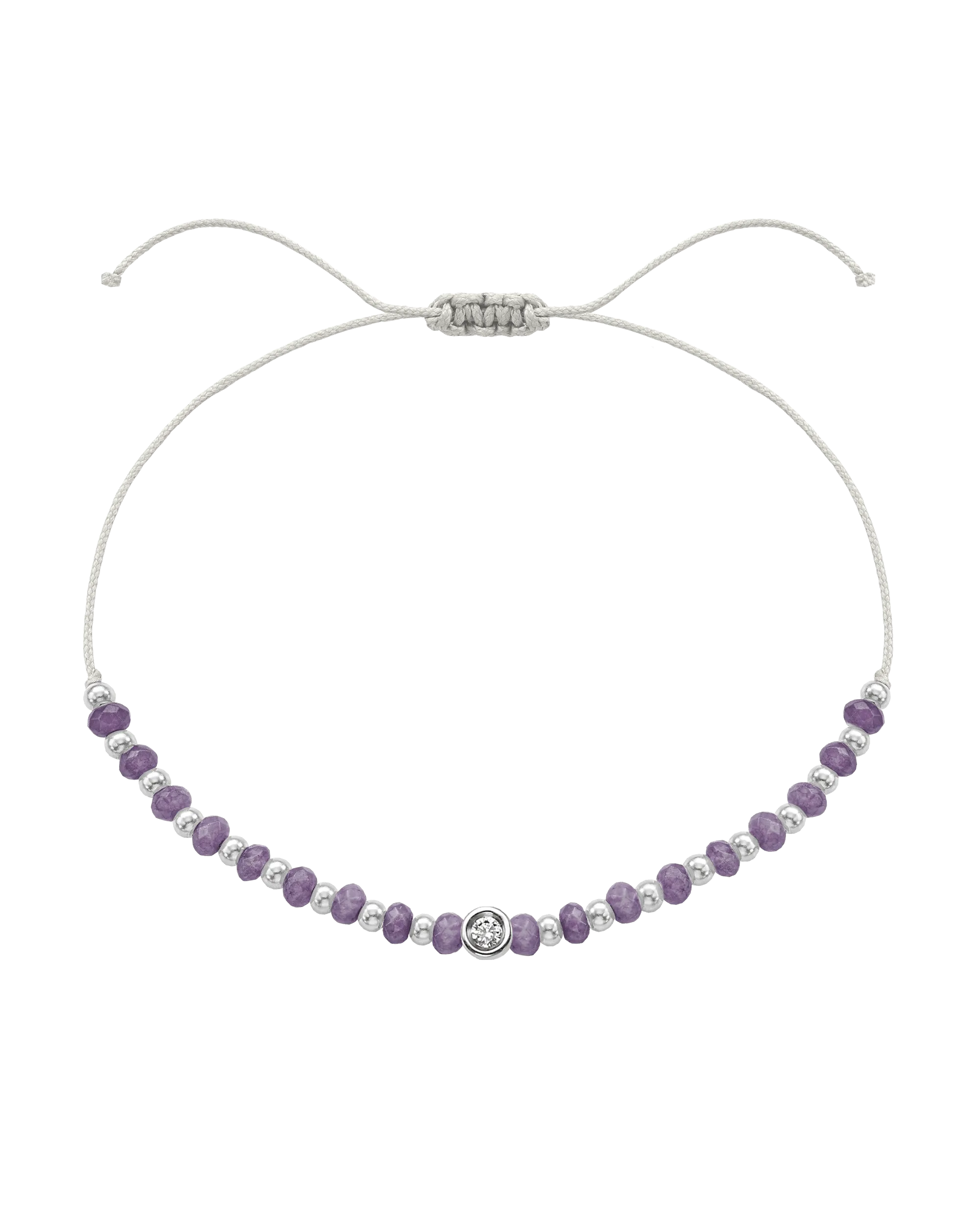 Amethyst Gemstone String of Love Bracelet for Tranquility - 14K White Gold