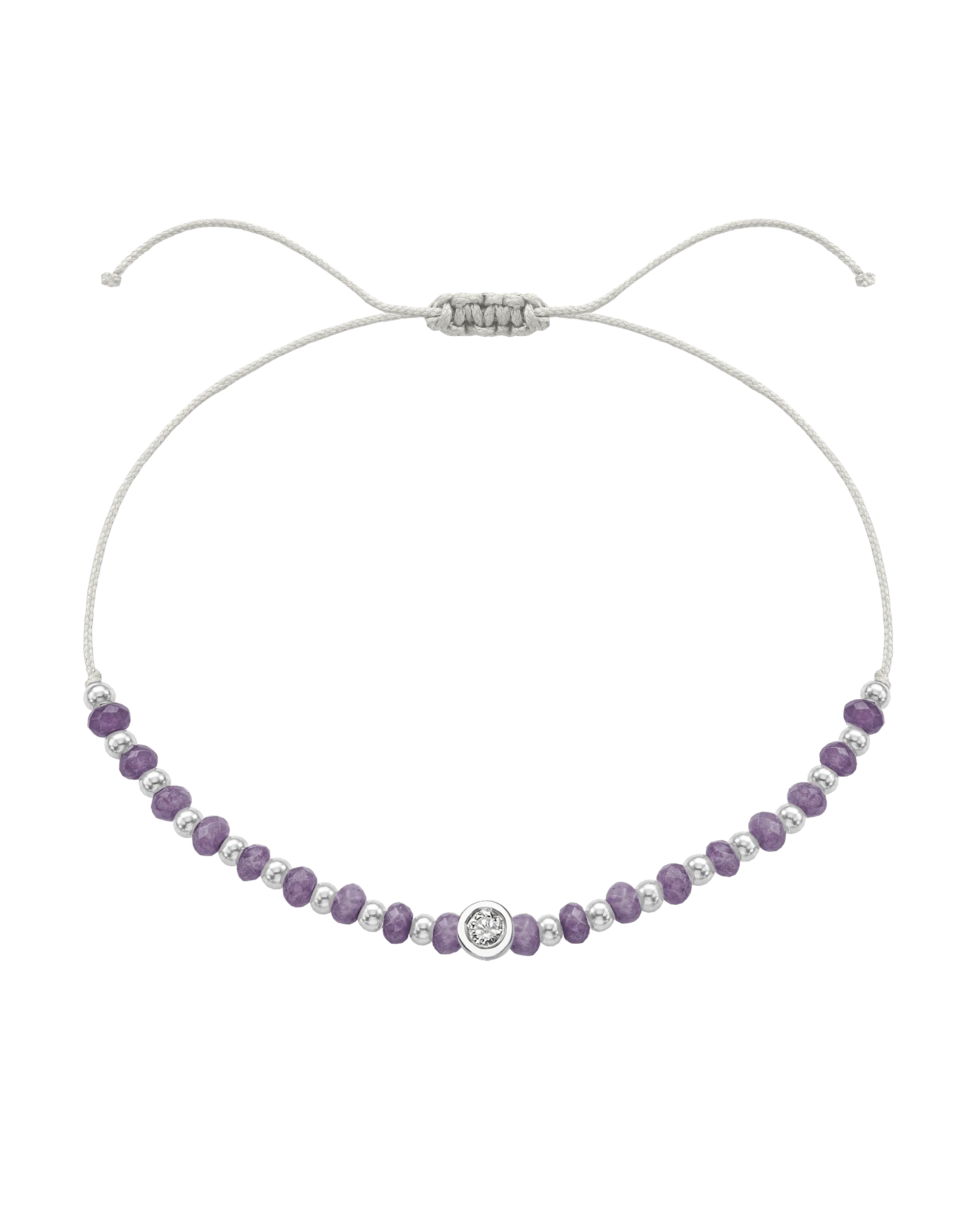 Amethyst Gemstone String of Love Bracelet for Tranquility - 14K White Gold
