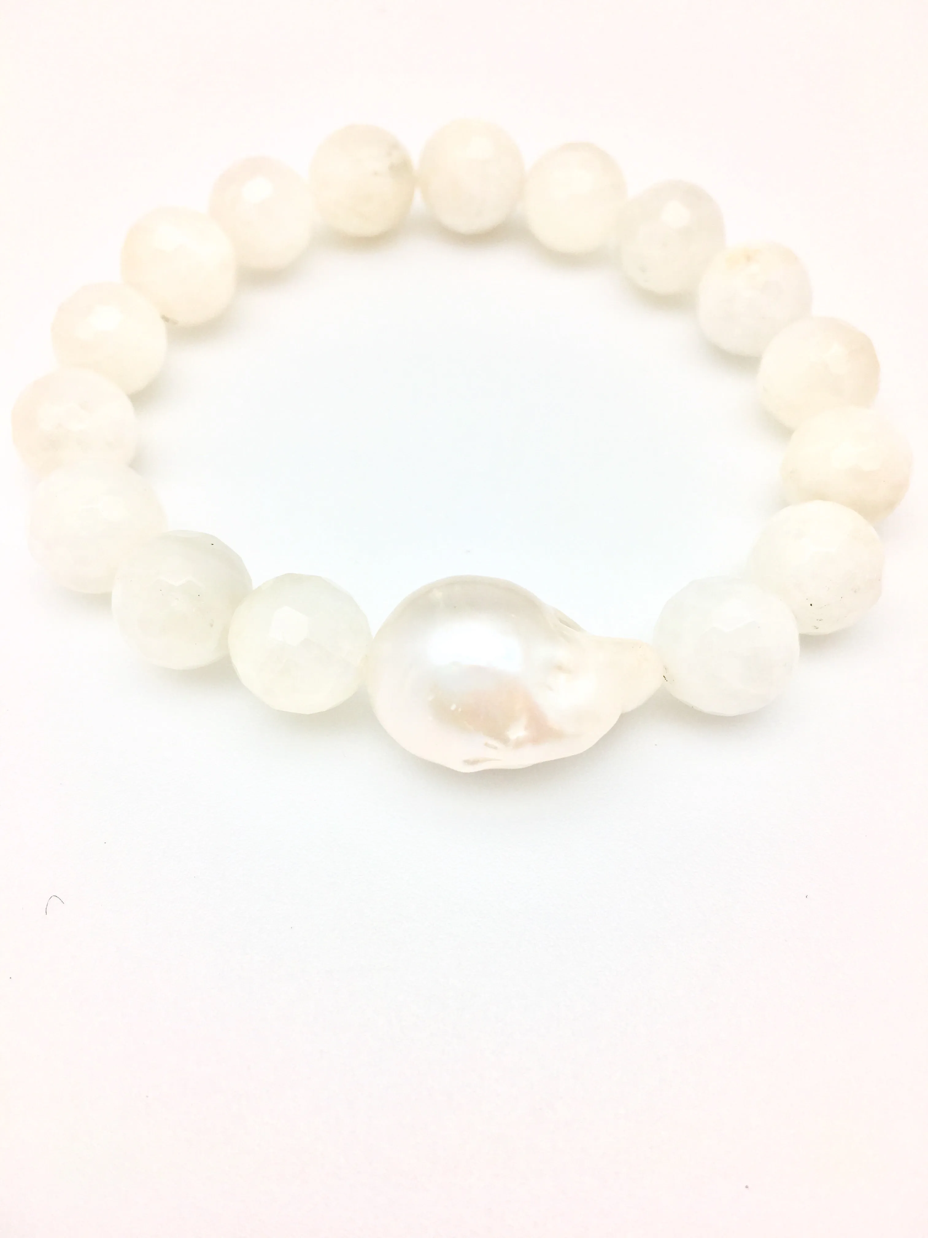 Annie baroque, white moonstone/baroque pearl