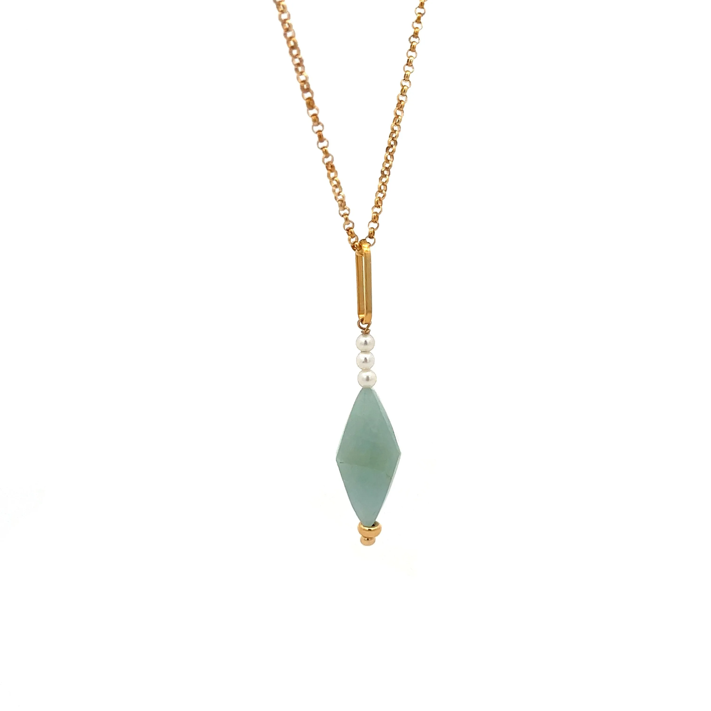 aquamarine kite & baby pearl necklace
