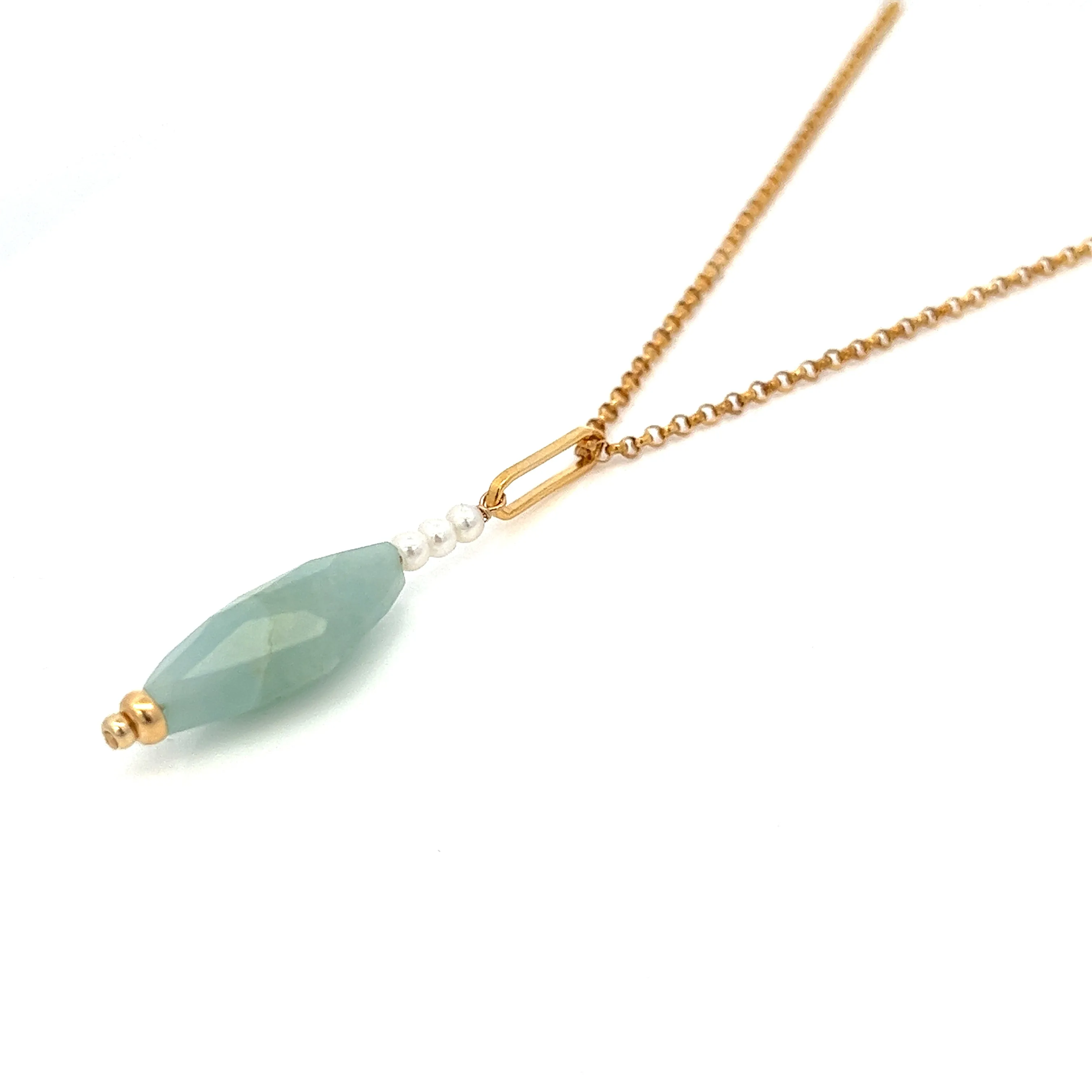 aquamarine kite & baby pearl necklace