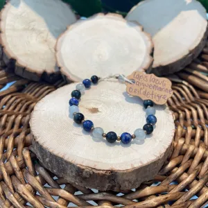 Aquamarine, Lapis-Lazuli & Tiger Eye Bracelet