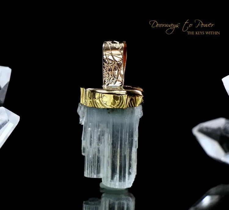 Aquamarine Light Language Crystal Pendant ™14k
