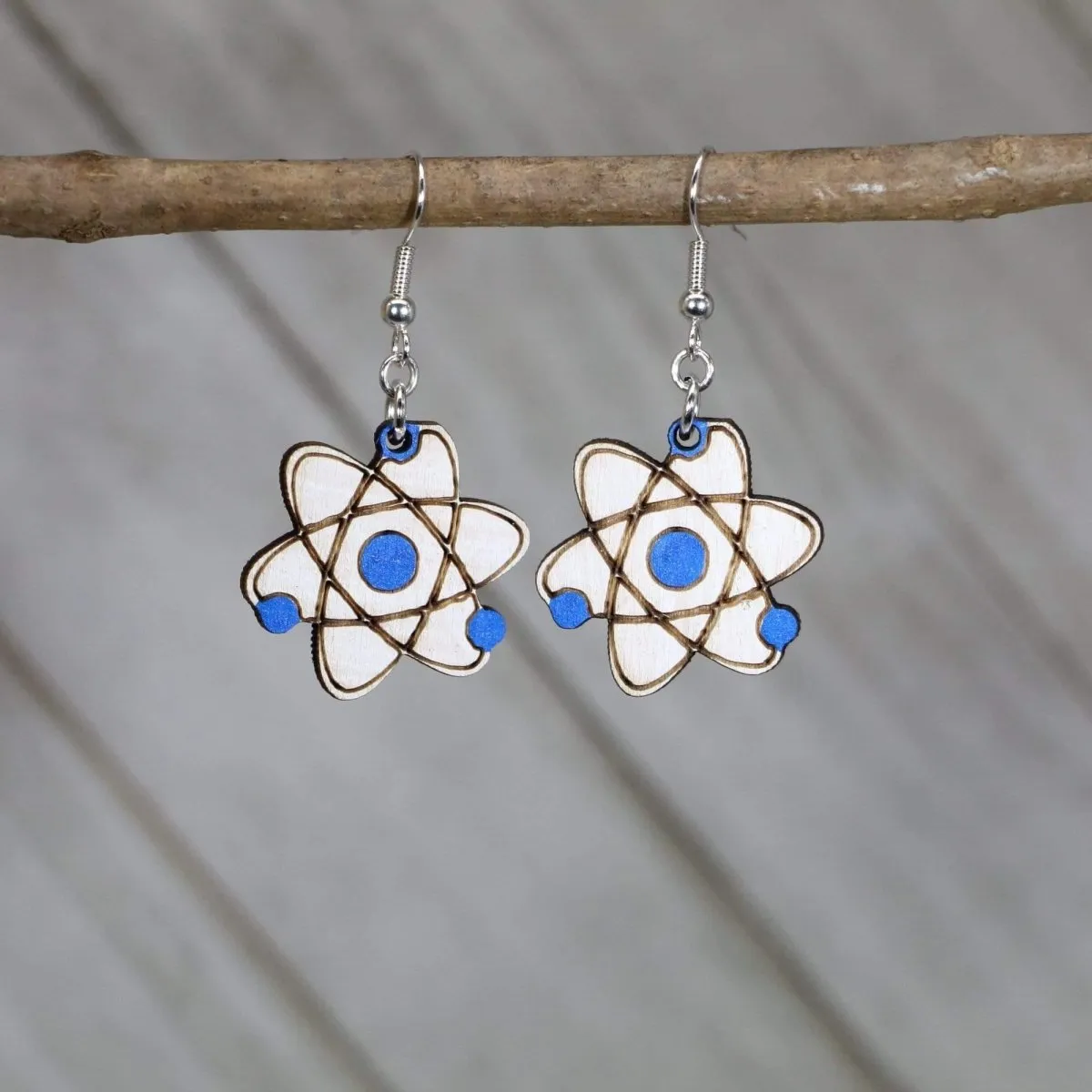 Atom Dangle Wooden Dangle Earrings by Cate's Concepts, LLC