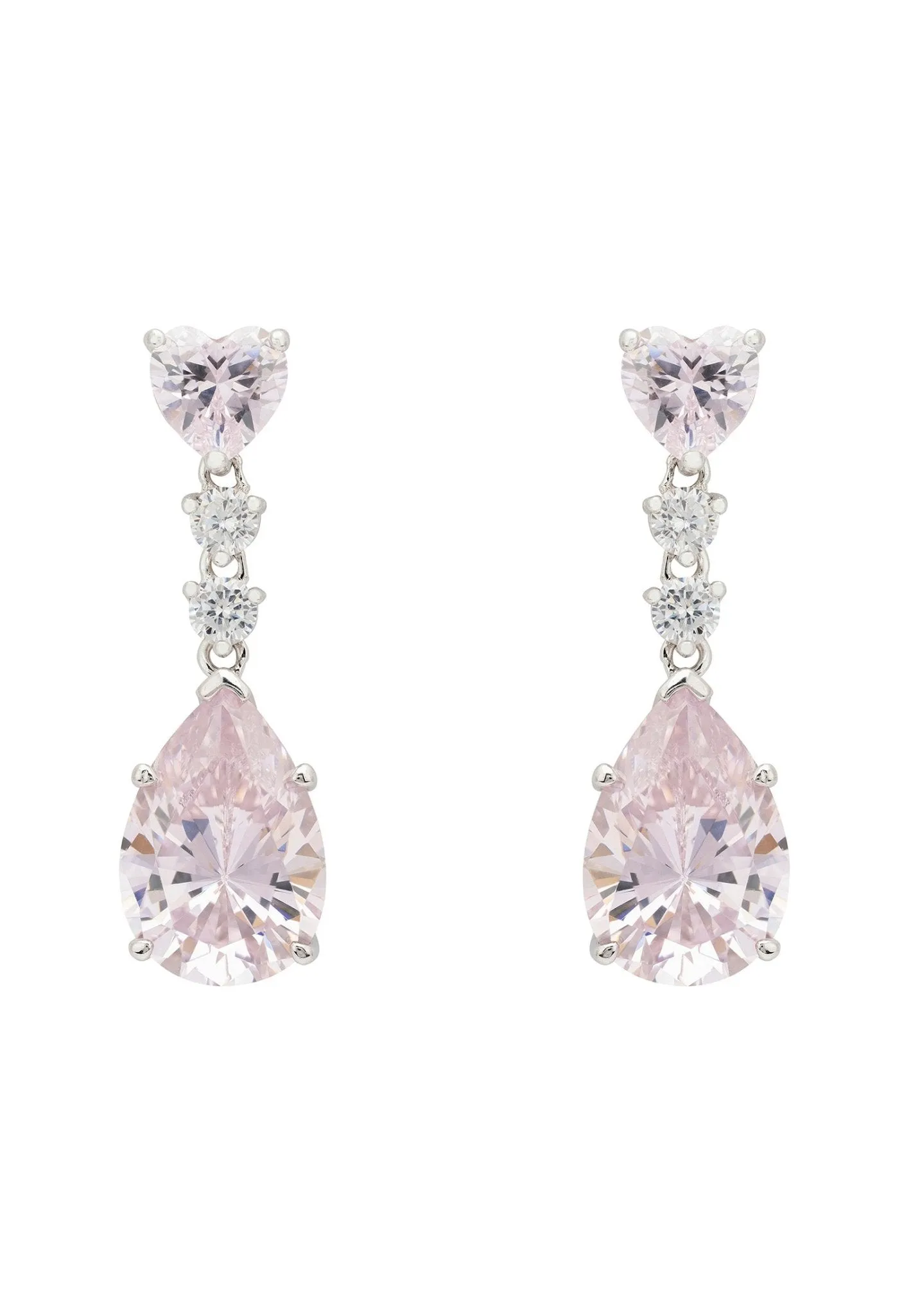 Augusta Morganite Teardrop Earrings Silver