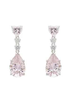 Augusta Morganite Teardrop Earrings Silver