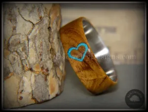 Bentwood Ring - "The Heart" Light Mahogany Sleeping Beauty Turquoise Inlay