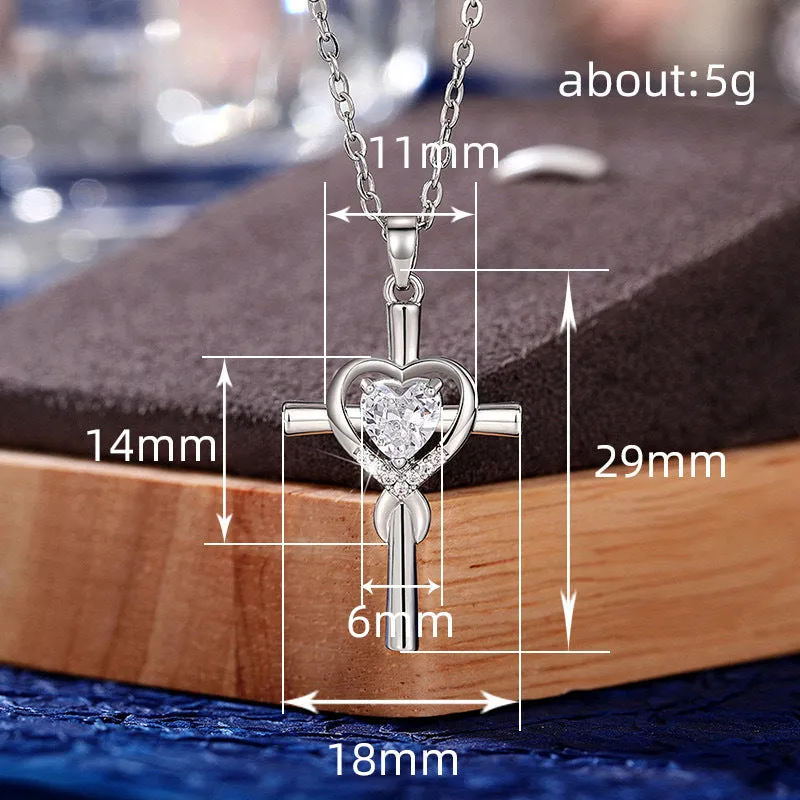 Best-selling cross inlaid zircon pendant, love light luxury necklace, versatile clavicle chain necklace