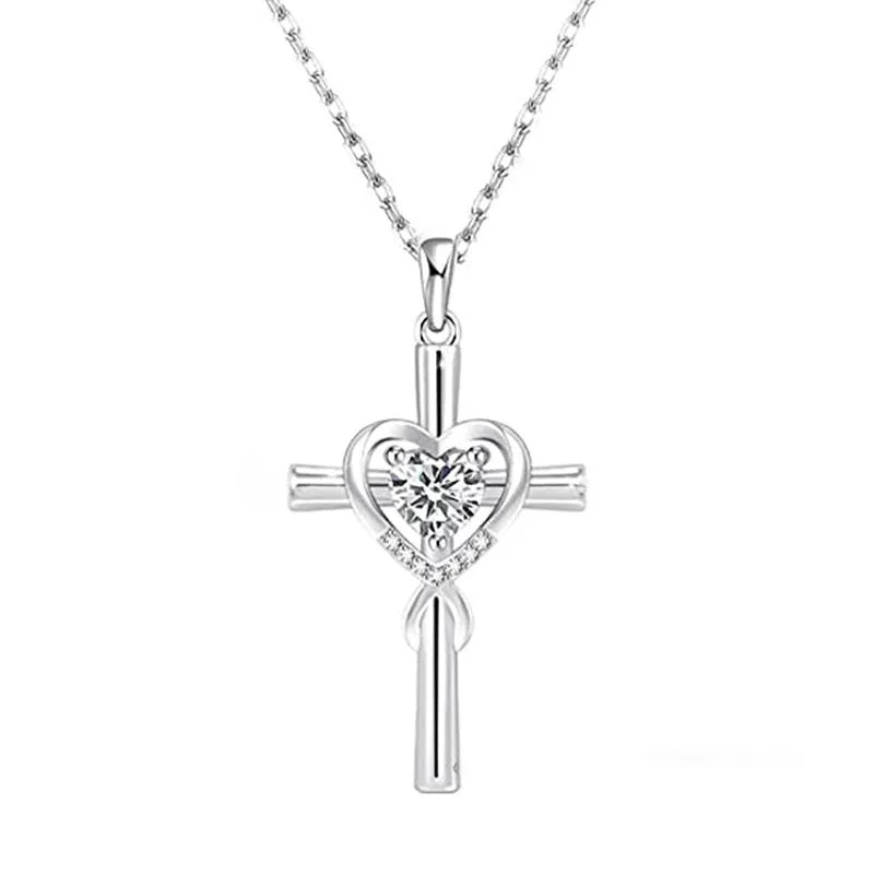 Best-selling cross inlaid zircon pendant, love light luxury necklace, versatile clavicle chain necklace