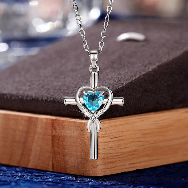 Best-selling cross inlaid zircon pendant, love light luxury necklace, versatile clavicle chain necklace