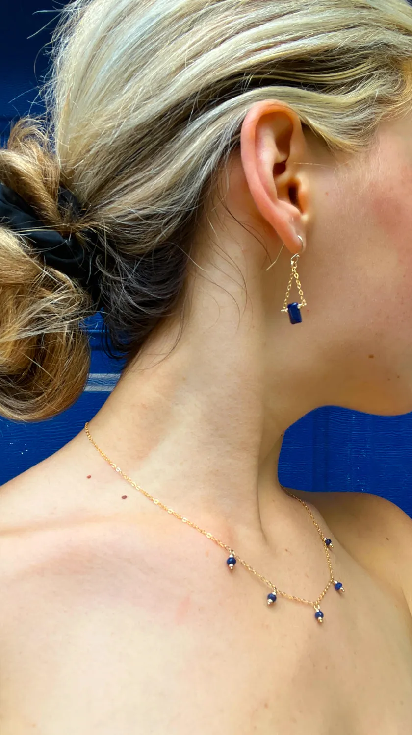 birthstone baguette trapeze earrings