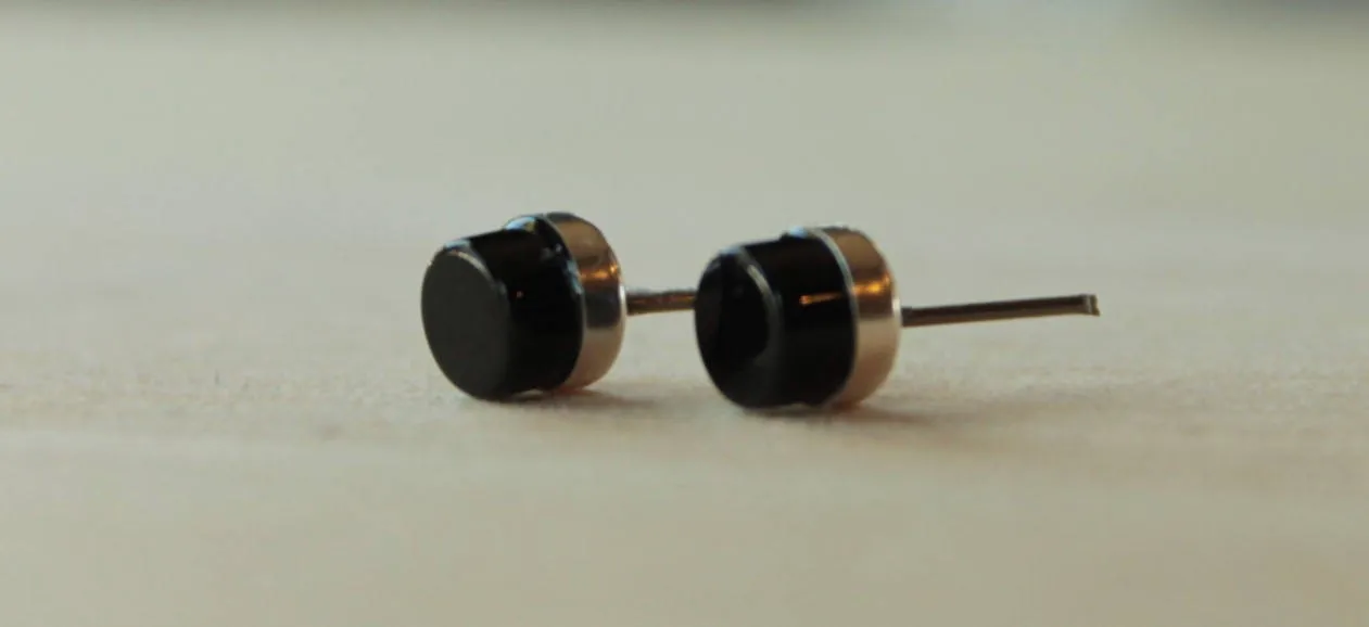 Black Onyx Cylinder Bezel Gemstones, Large (Niobium or Titanium Post Earrings)