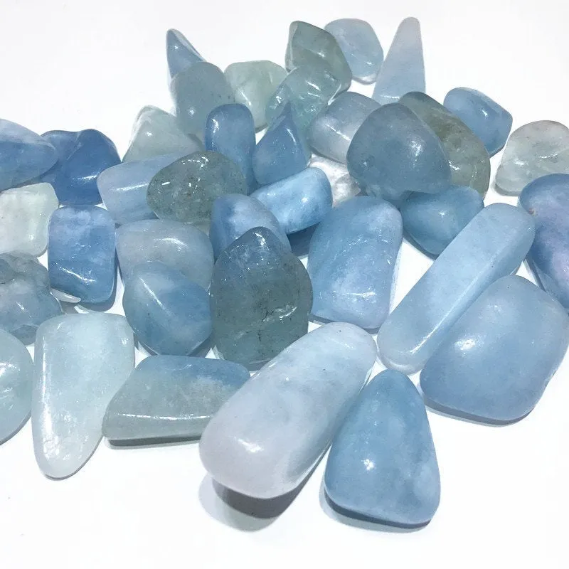 Blue Aquamarine Tumbled Stone, Blue Aquamarine, Metaphysical Healing Stone, Beryl Crystal , Stone Of Courage, Stone Of The Sea