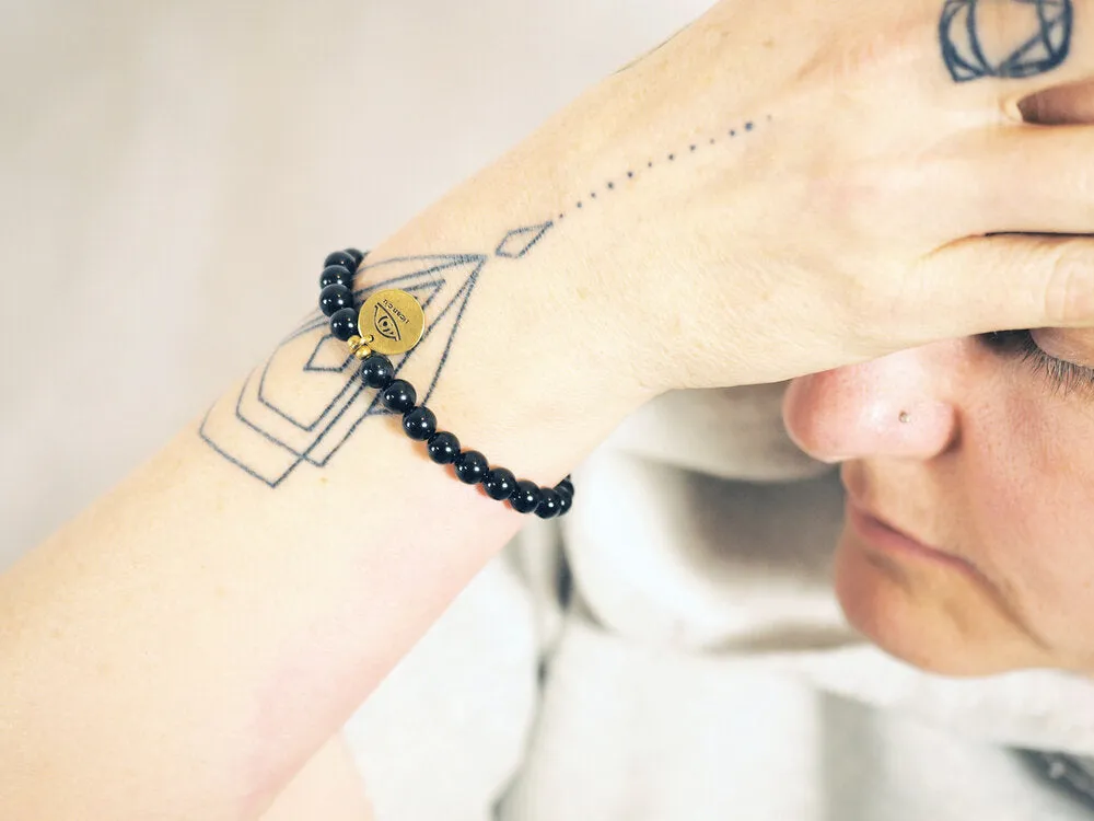 Bracelet, Mala, handmade, Gemstone, Guru bead, brass details