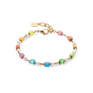 Bracelet Mini Cubes & Pearls Mix gold-rainbow
