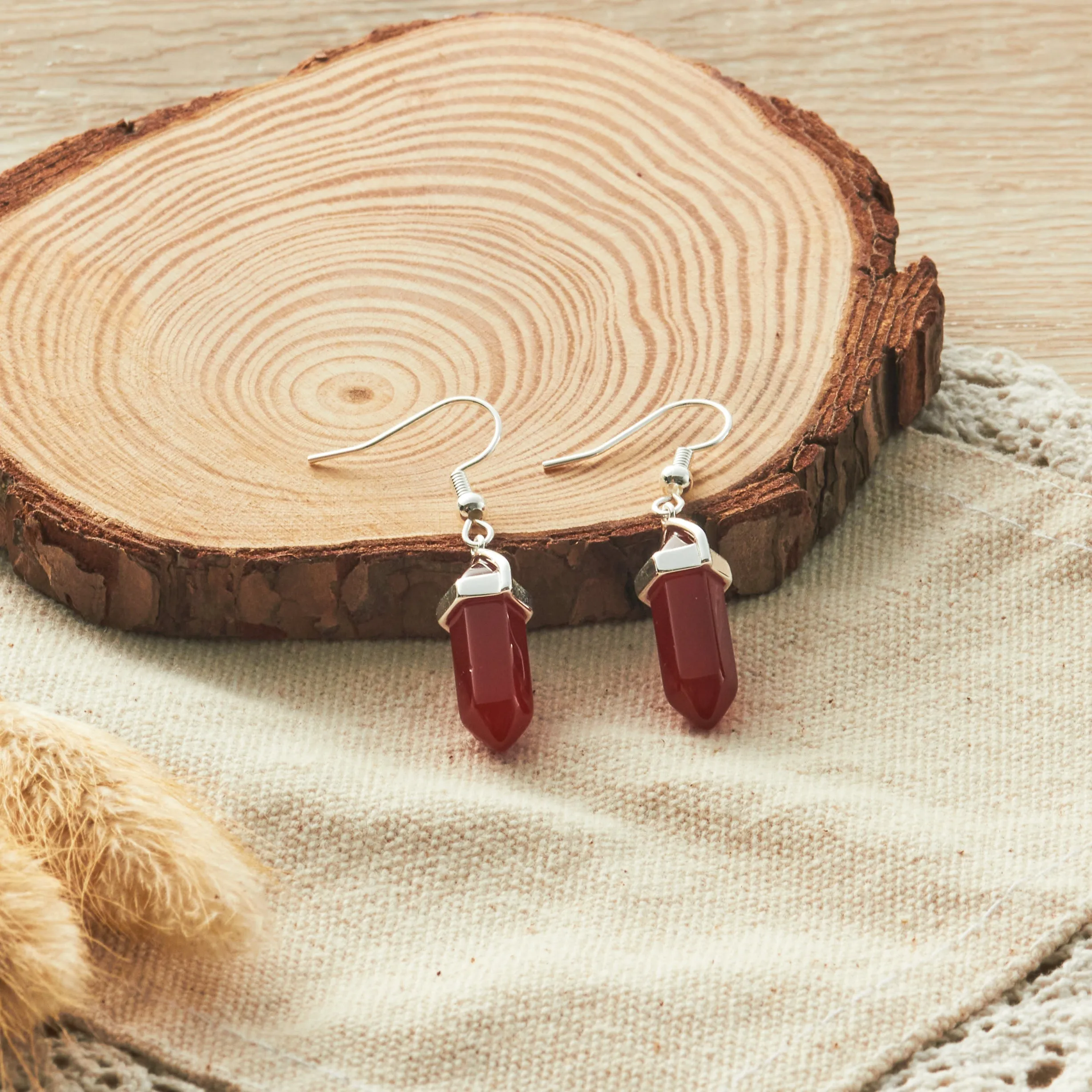 Carnelian Gemstone Drop Earrings