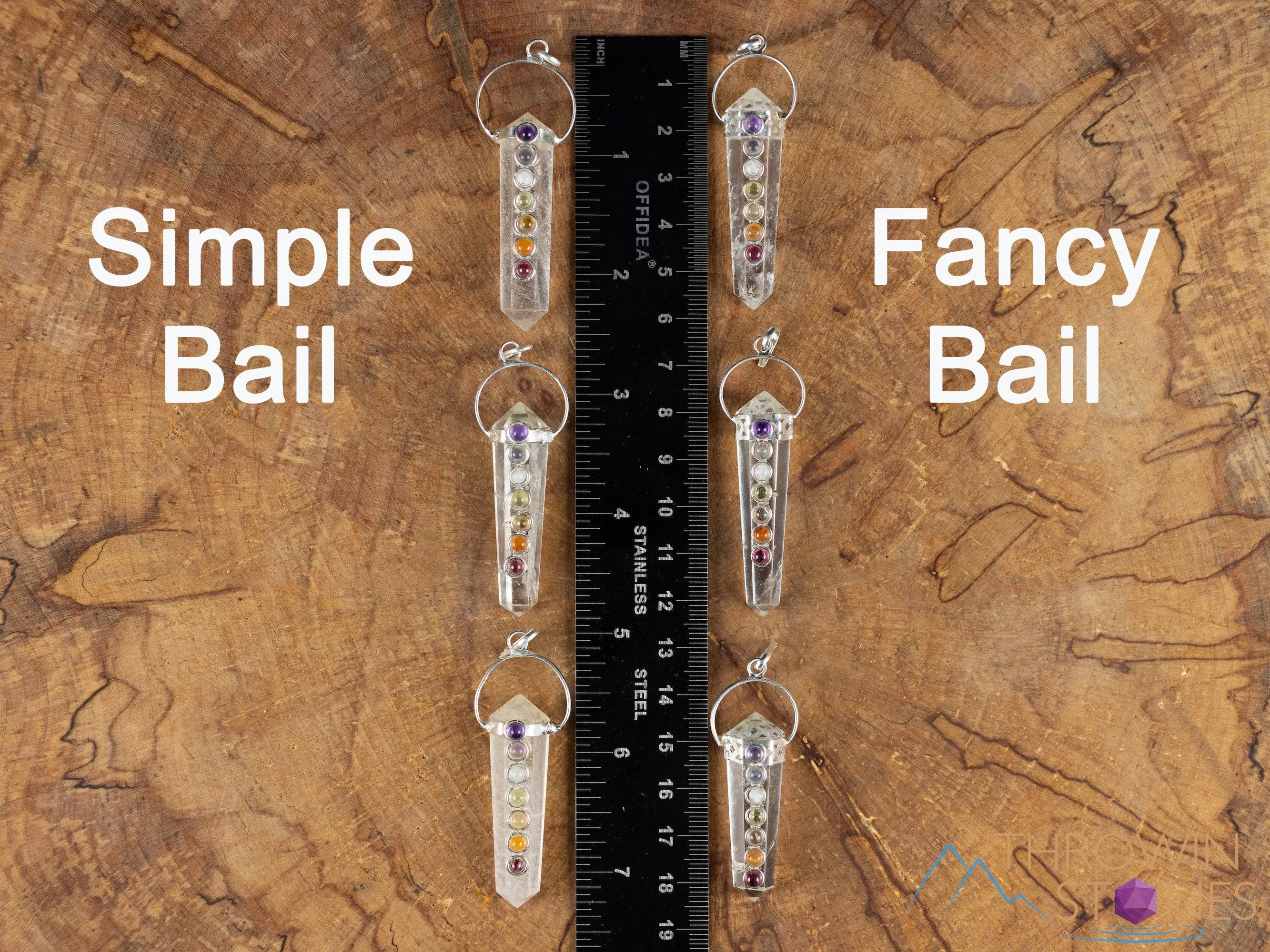 CHAKRA & CLEAR QUARTZ Crystal Pendant - Crystal Points, Handmade Jewelry, Healing Crystals and Stones, E2119