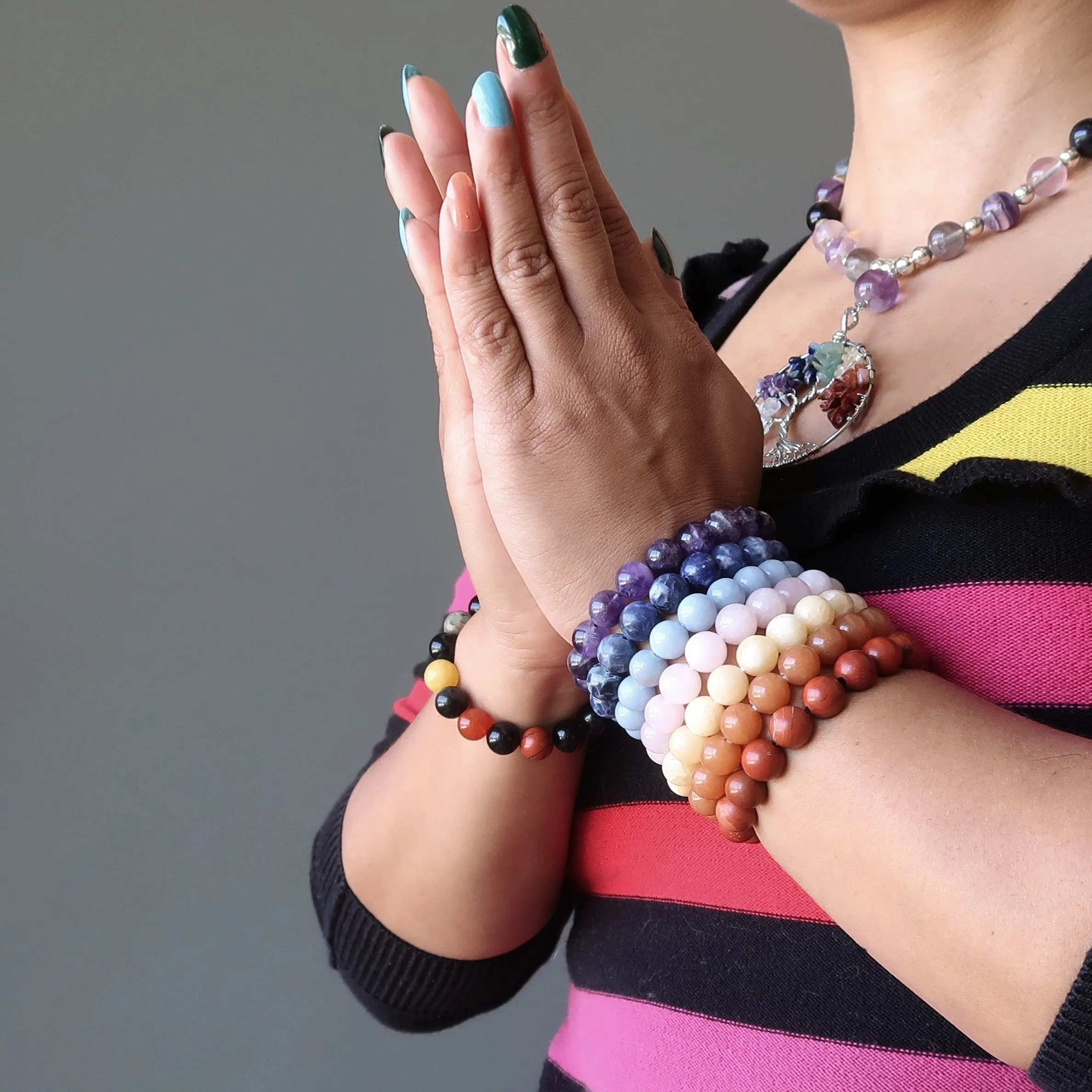 Chakra Bracelet Set of 7 Luxury Rainbow Healing Crystals