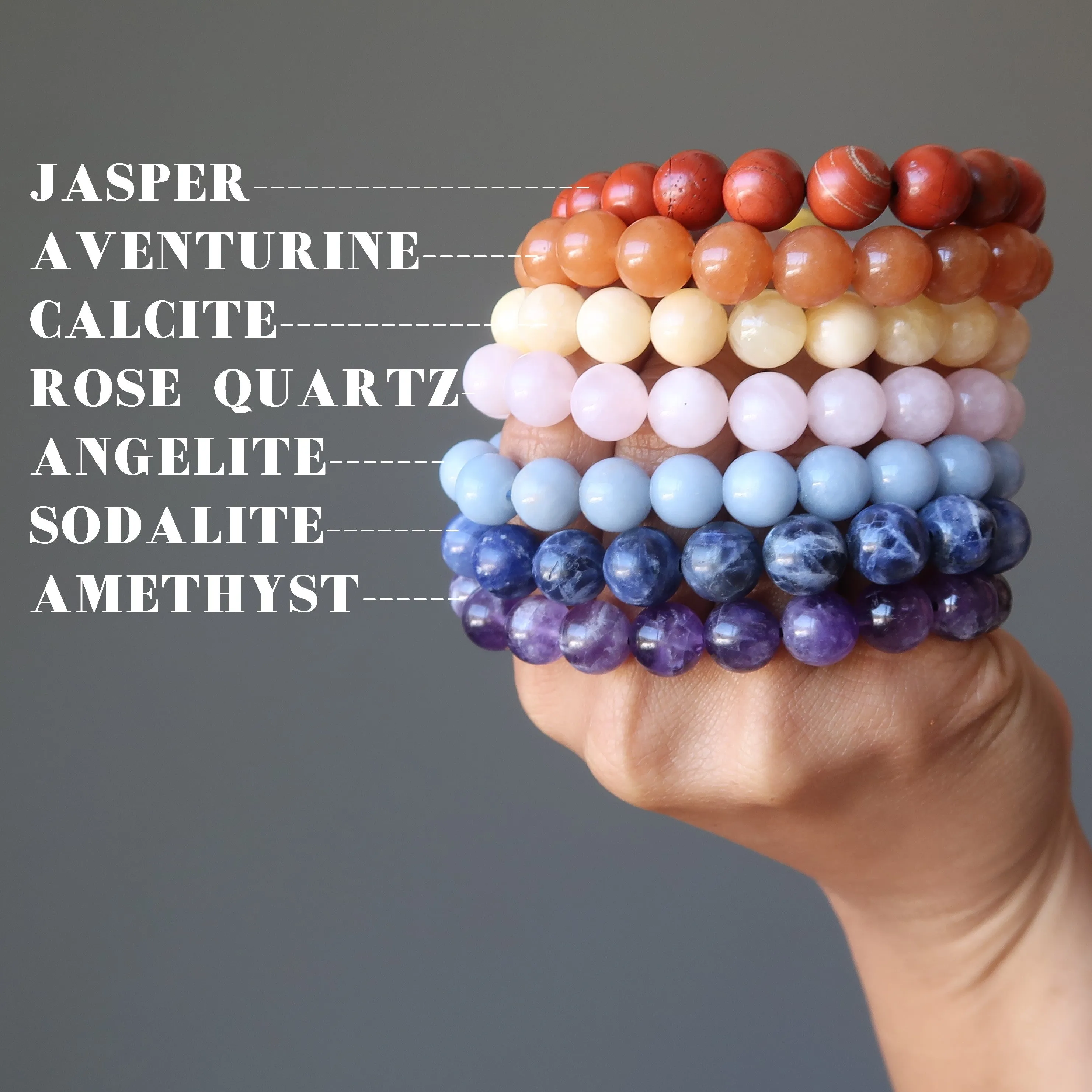 Chakra Bracelet Set of 7 Luxury Rainbow Healing Crystals