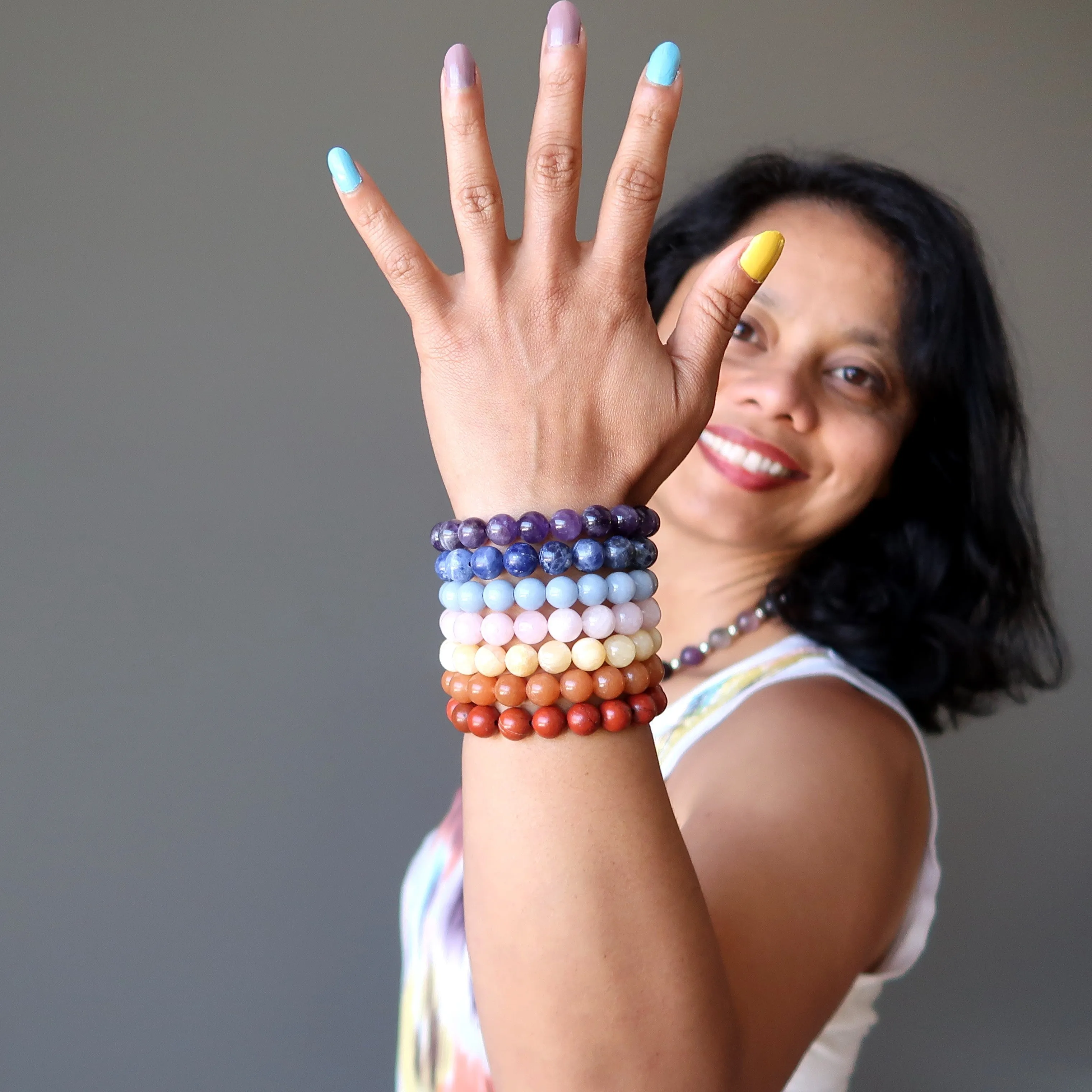 Chakra Bracelet Set of 7 Luxury Rainbow Healing Crystals