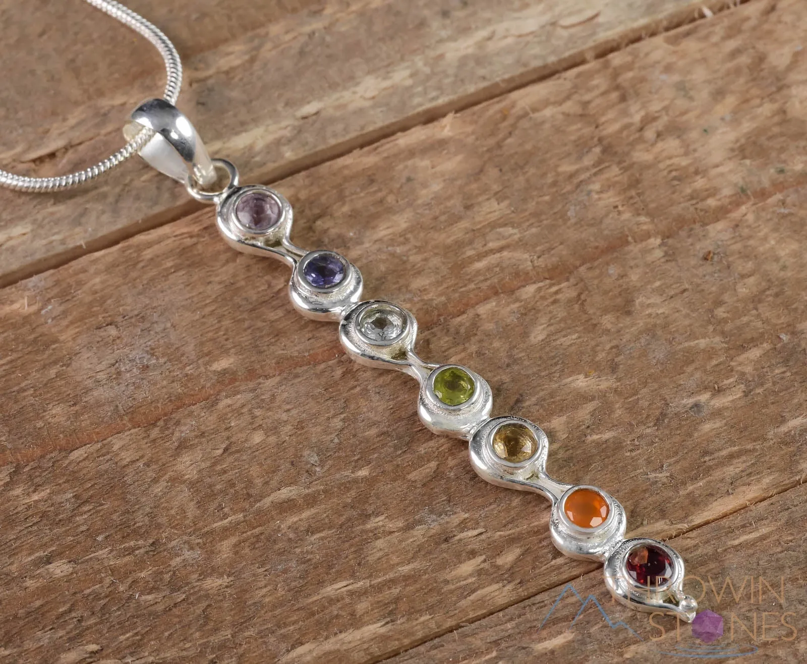 CHAKRA Crystal Pendant - Silver Pendant, Fine Jewelry, Chakra Necklace for Women, E1113