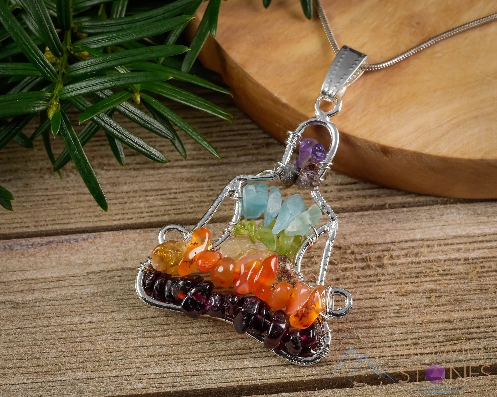 CHAKRA Crystal Pendant - Yoga Meditation - Wire Wrapped Jewelry, Handmade Jewelry, Healing Crystals and Stones, E1512