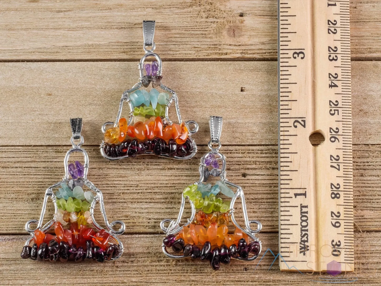 CHAKRA Crystal Pendant - Yoga Meditation - Wire Wrapped Jewelry, Handmade Jewelry, Healing Crystals and Stones, E1512
