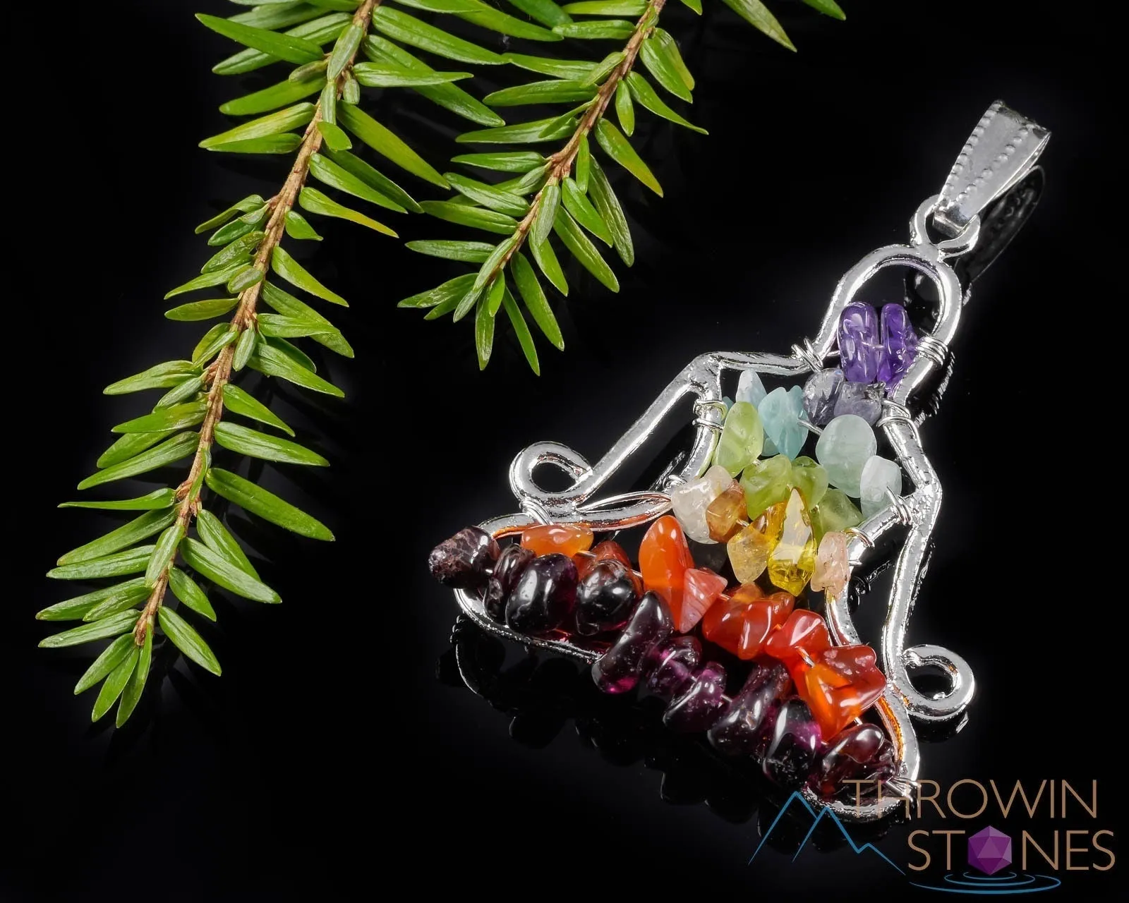 CHAKRA Crystal Pendant - Yoga Meditation - Wire Wrapped Jewelry, Handmade Jewelry, Healing Crystals and Stones, E1512