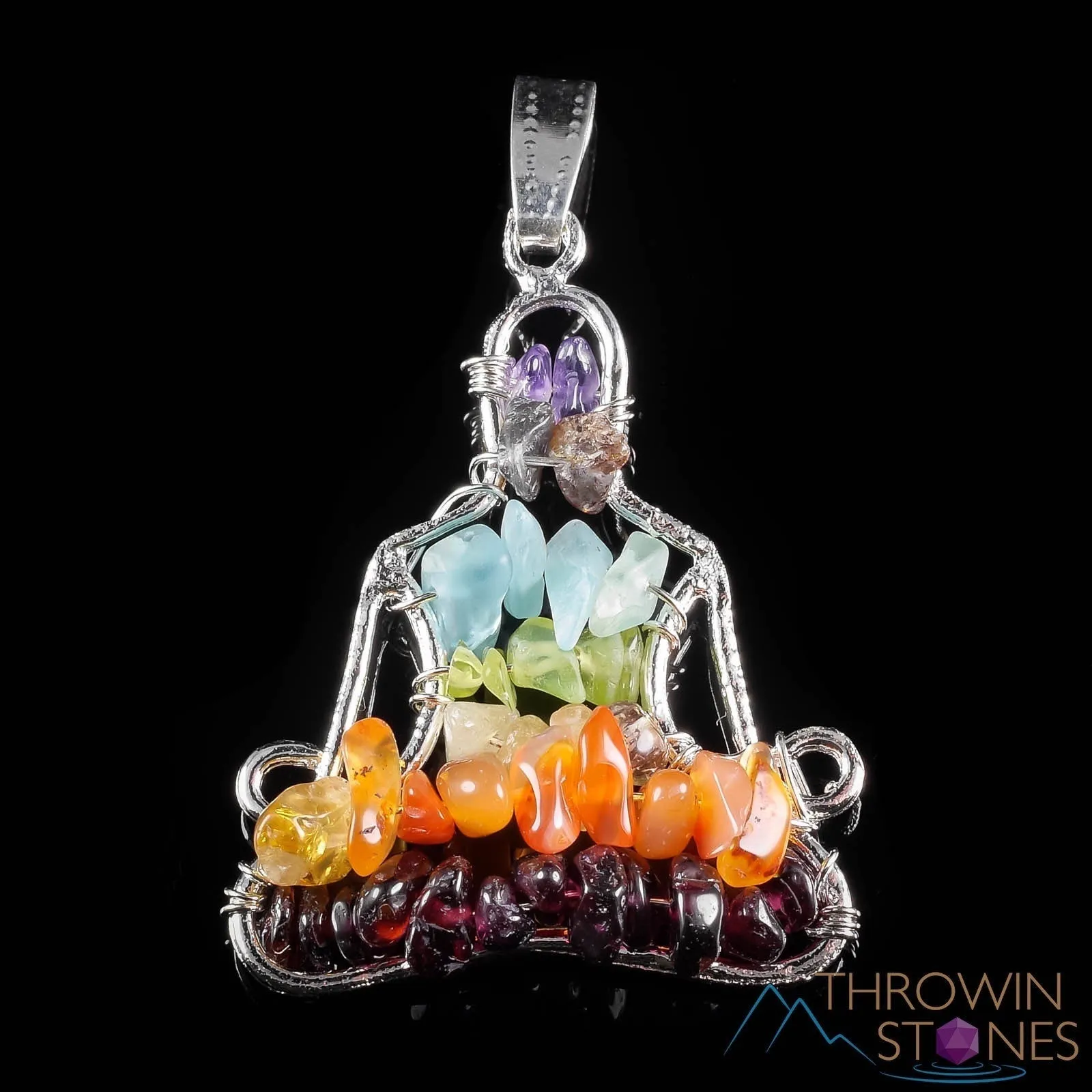 CHAKRA Crystal Pendant - Yoga Meditation - Wire Wrapped Jewelry, Handmade Jewelry, Healing Crystals and Stones, E1512