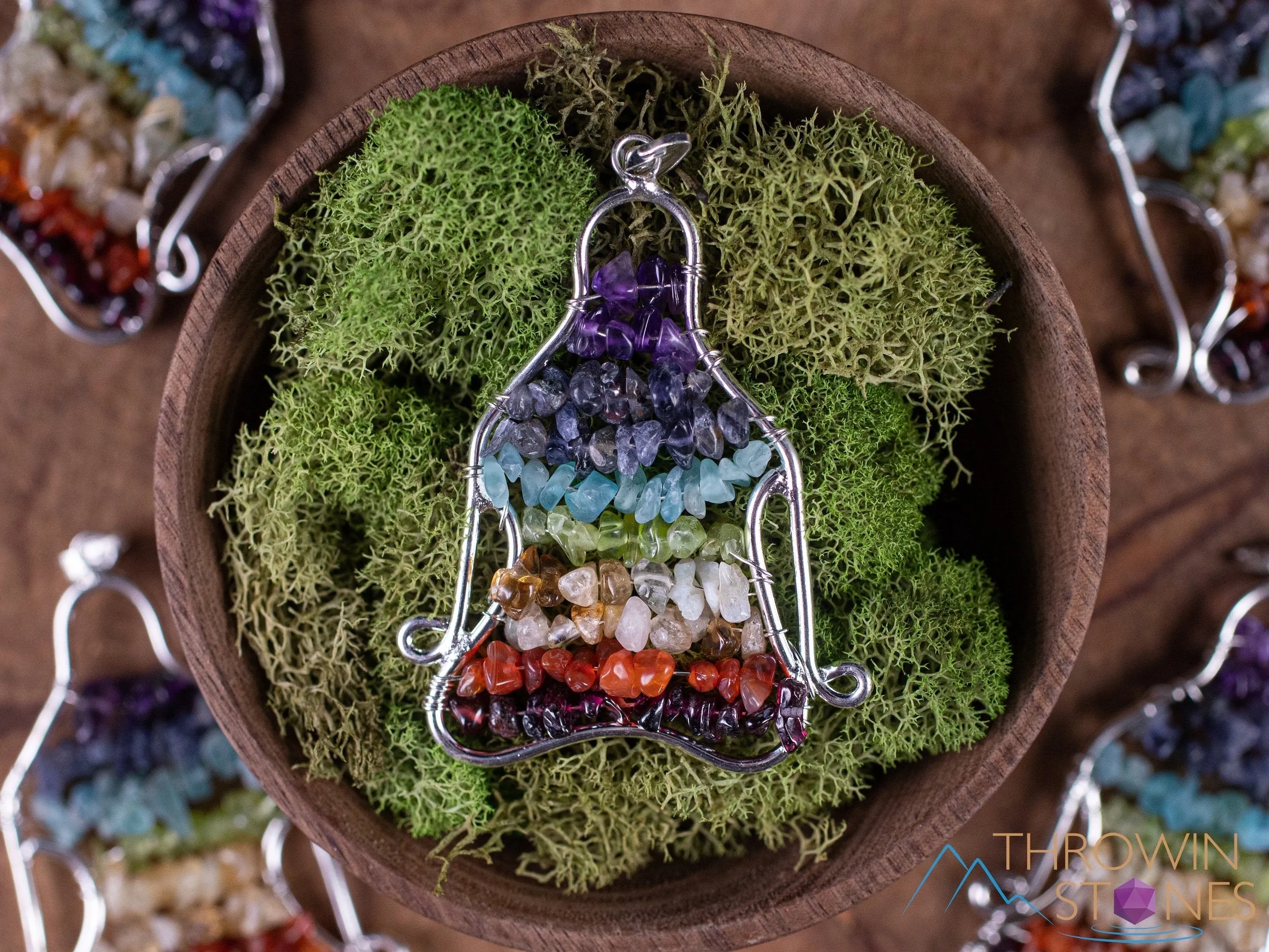CHAKRA Crystal Pendant - Yoga Meditation - Wire Wrapped Jewelry, Handmade Jewelry, Healing Crystals and Stones, E1512