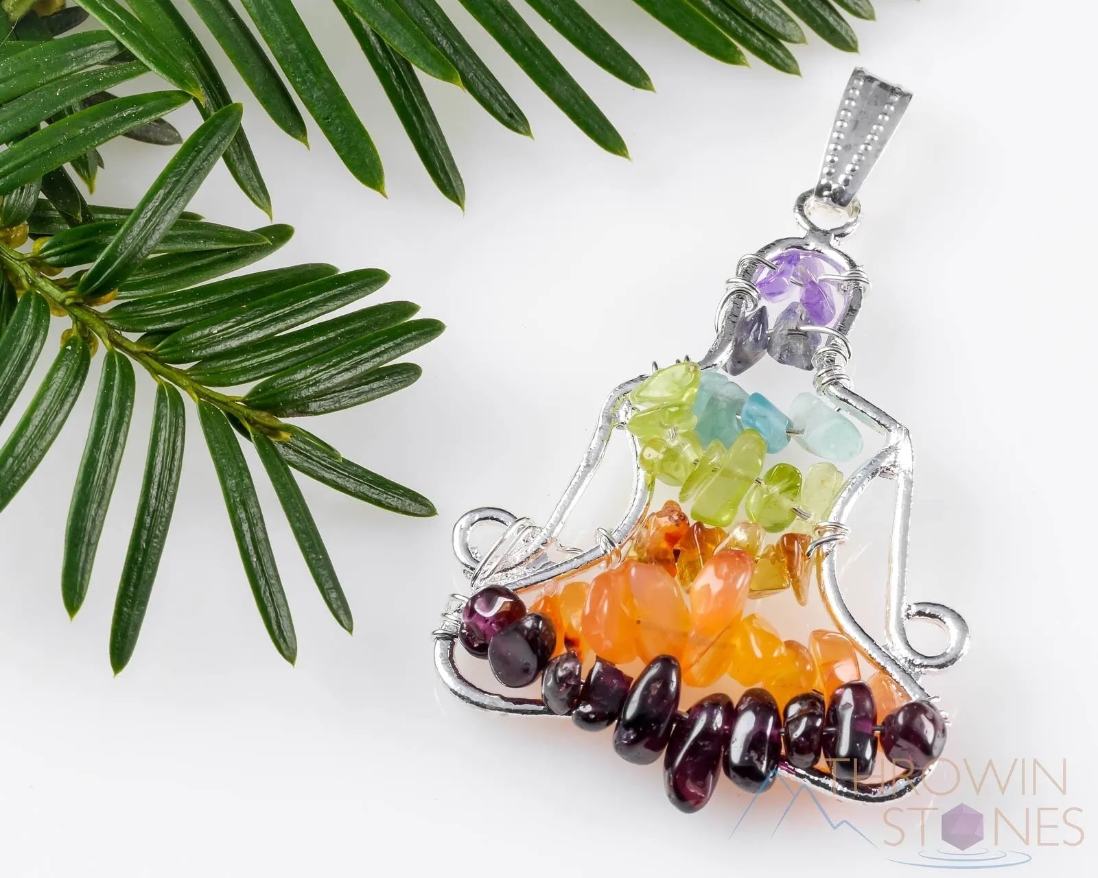 CHAKRA Crystal Pendant - Yoga Meditation - Wire Wrapped Jewelry, Handmade Jewelry, Healing Crystals and Stones, E1512