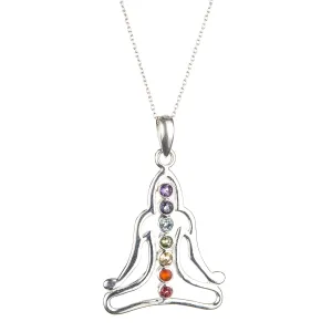 Chakra Sitting Pose Pendant,Sterling Silver