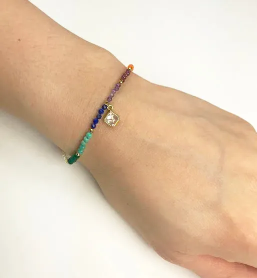 Chakra With Clear Quartz Drop Bracelet