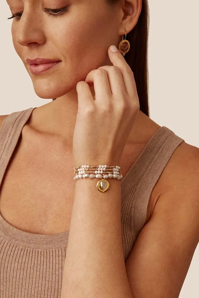 Chann Luu Moonstone and Pearl Ostra Bracelet