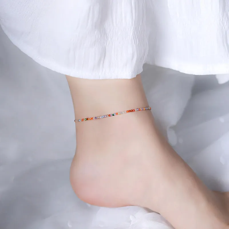 Chic and Dainty Natural Stone Multicolor Anklet Bracelets