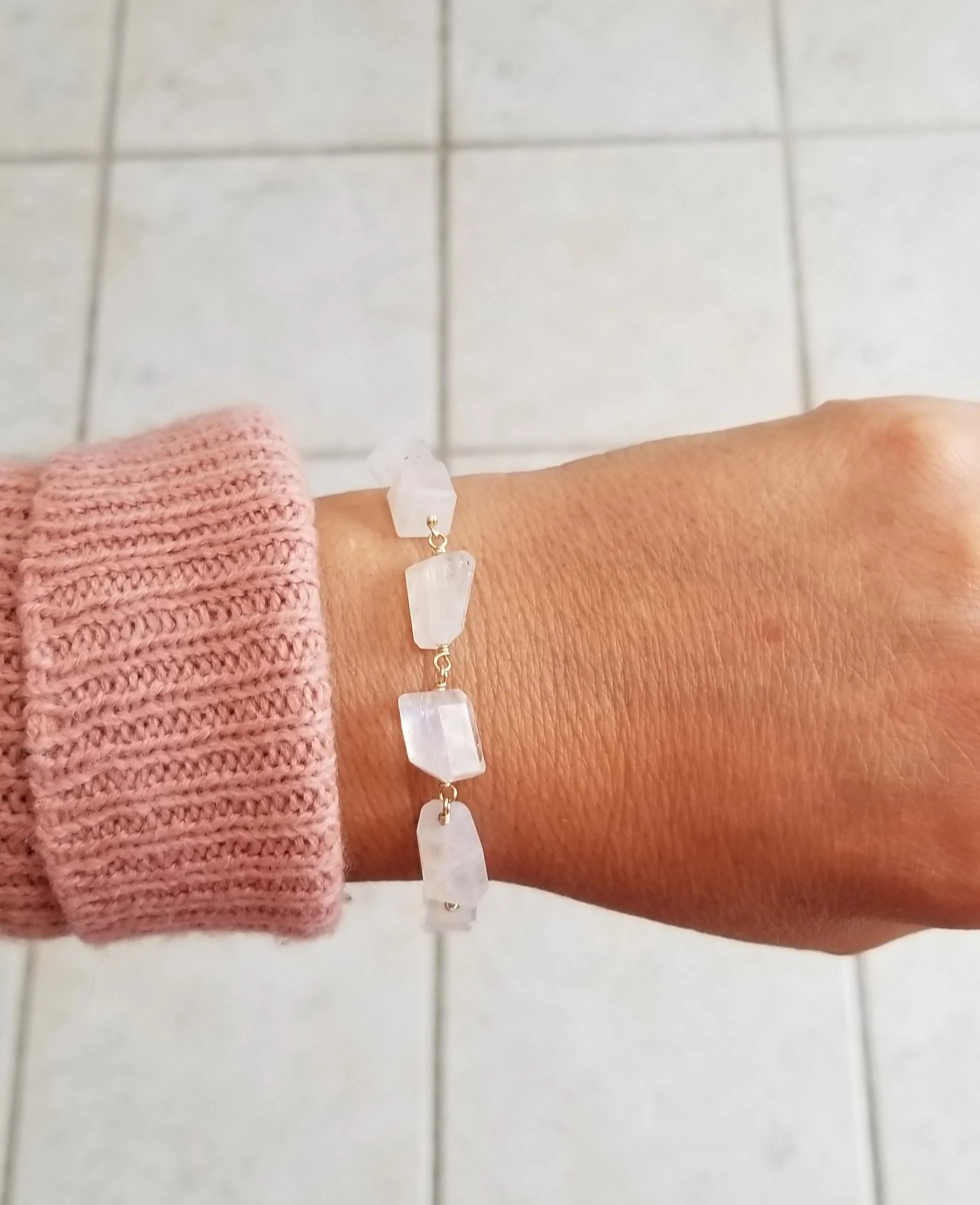 Chunky Rainbow Moonstone Bracelet