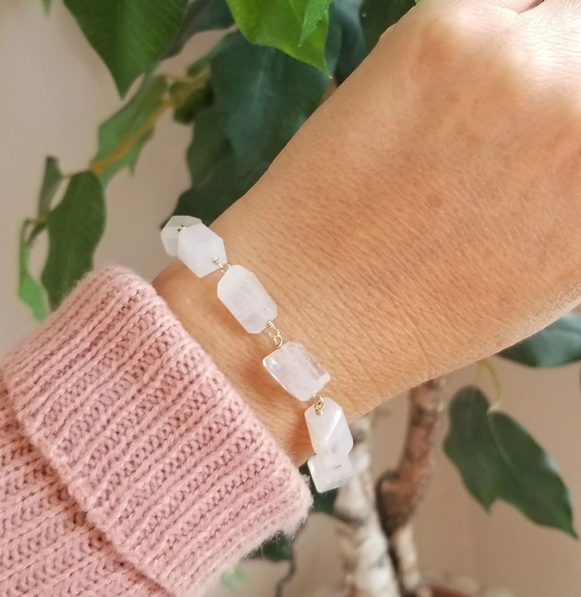 Chunky Rainbow Moonstone Bracelet