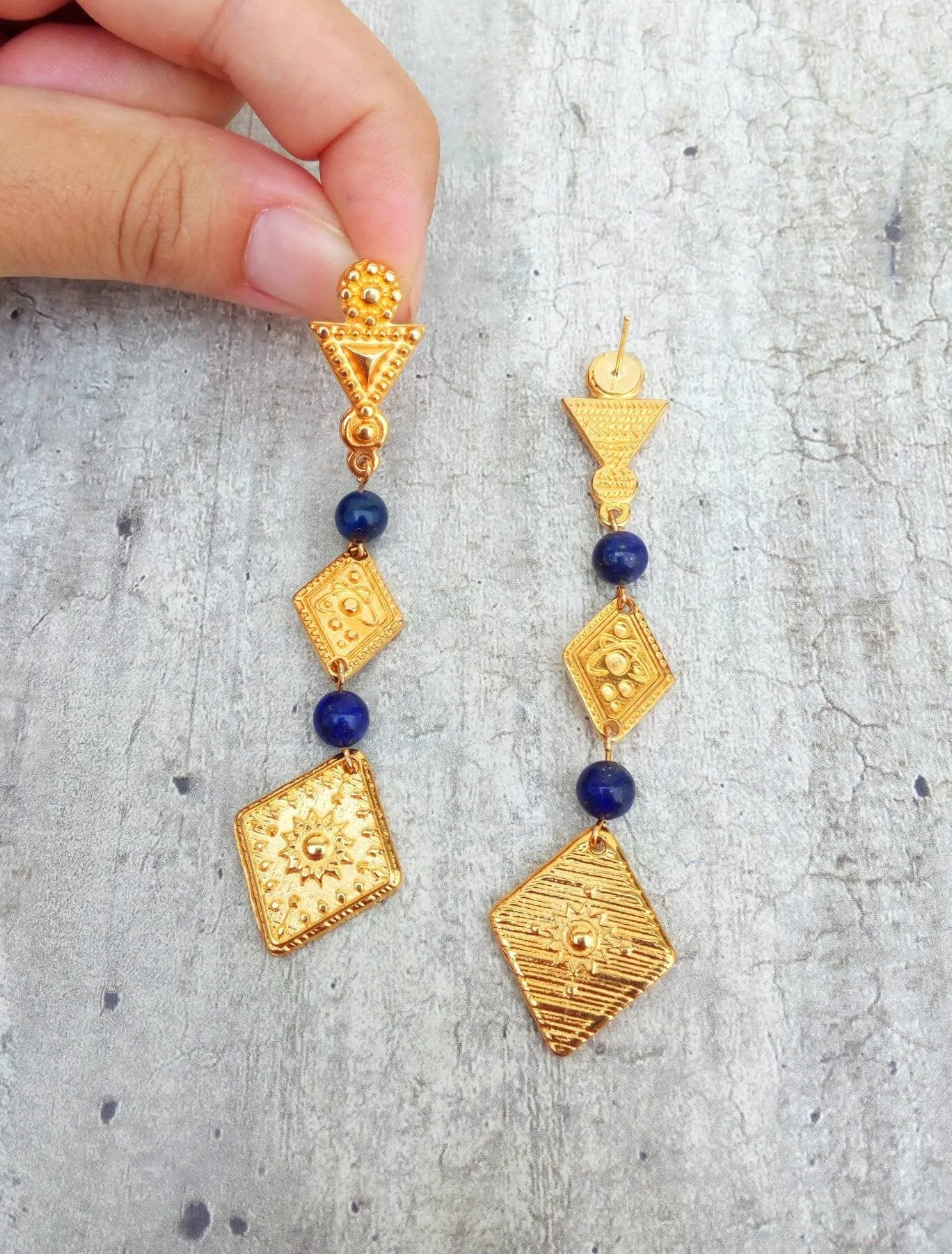 Cobalt Blue Earrings, Lapis Earrings, 7th Anniversary Gift For Her