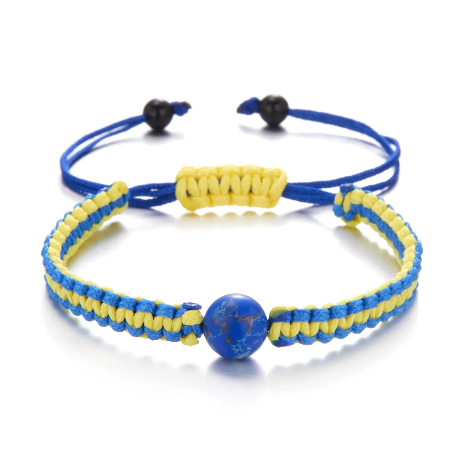 Creative Natural Stone Yellow Blue Hand Woven Bracelet