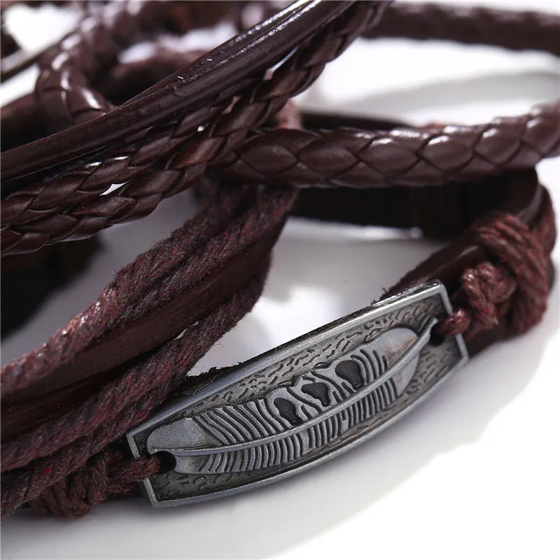 Creative Simple Feather Braided Bracelet Set Of Four