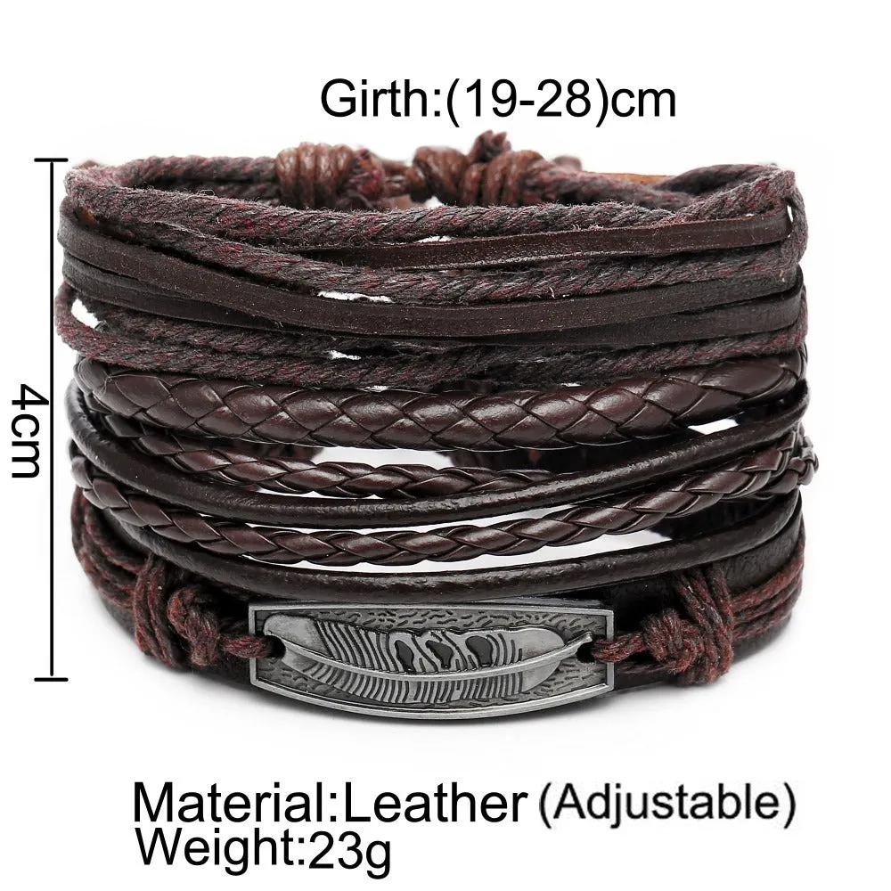 Creative Simple Feather Braided Bracelet Set Of Four