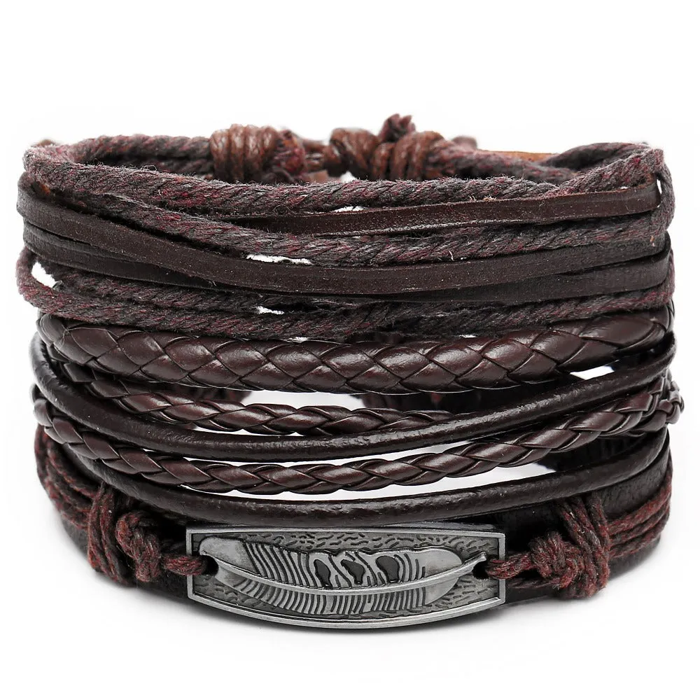 Creative Simple Feather Braided Bracelet Set Of Four