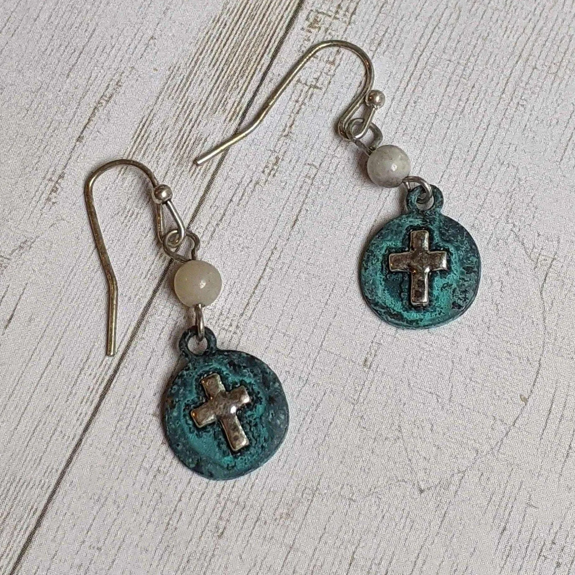 Cross Beaded Dangle Earrings